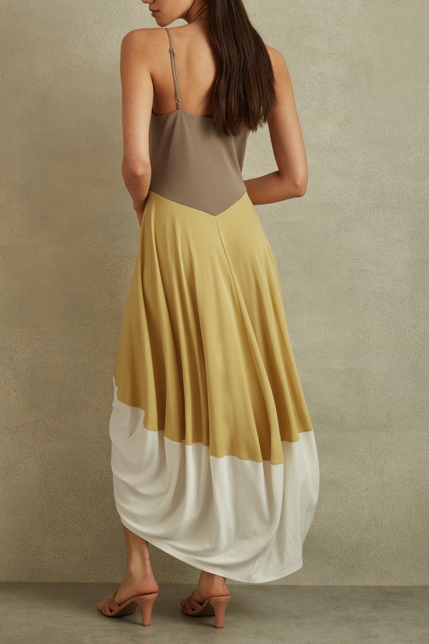 COLOUR BLOCK MIDI DRESS YELLOW/NEUTRAL 2