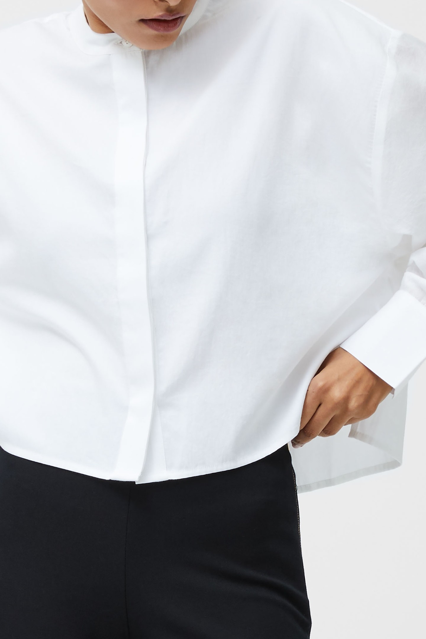 ALEXIS COTTON SHEER SLV SHIRT LINEN WHITE 4