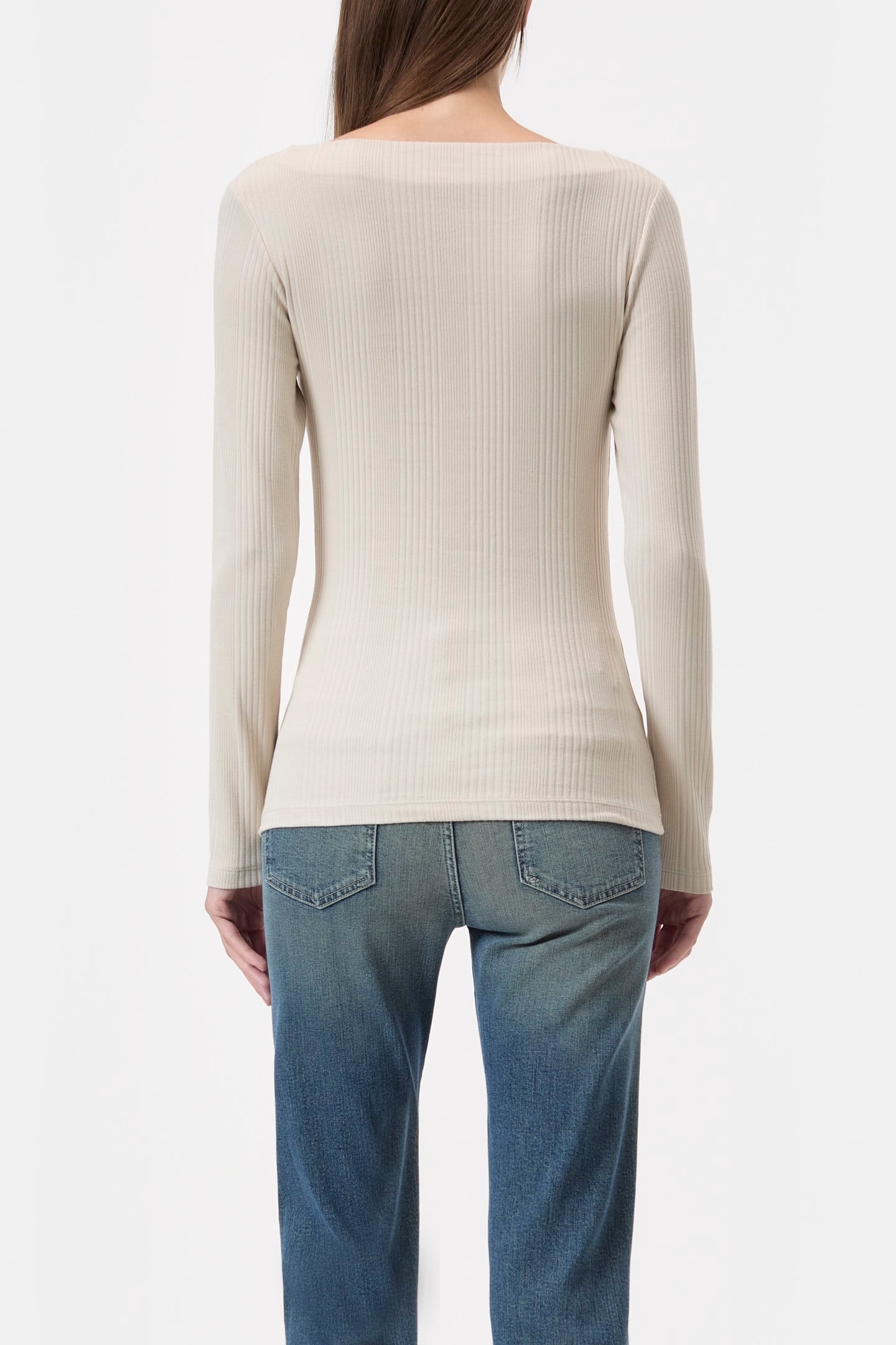 STRAIGHT NECK LONGSLEEVE T-SHIRTS PEARL BEIGE 2