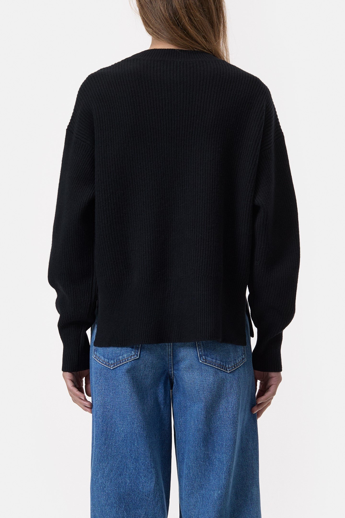 CROPPED CREW NECK KNITS BLACK 2