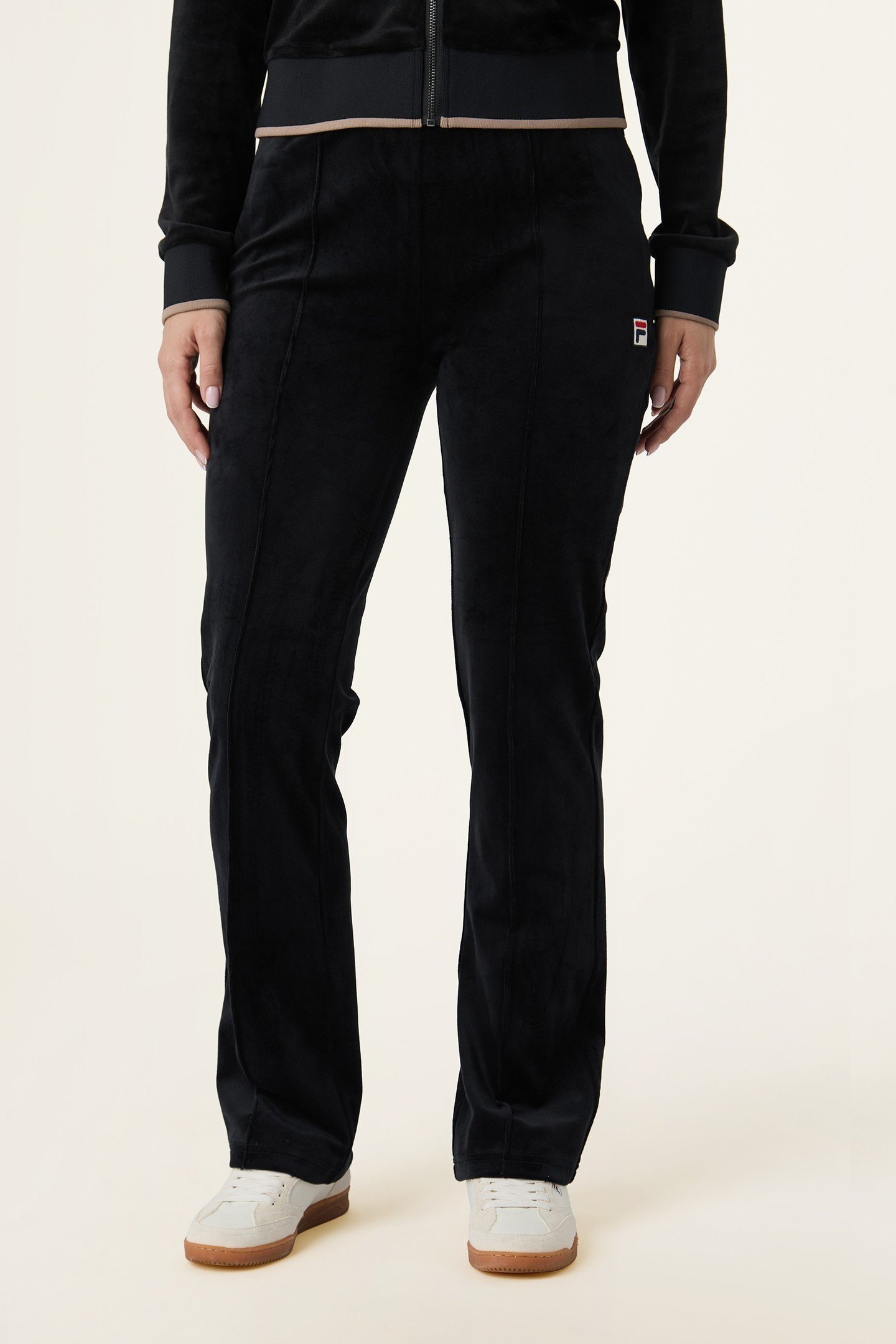 ADRIANO STRAIGHT VELOUR TRACK PANTS BLACK 1