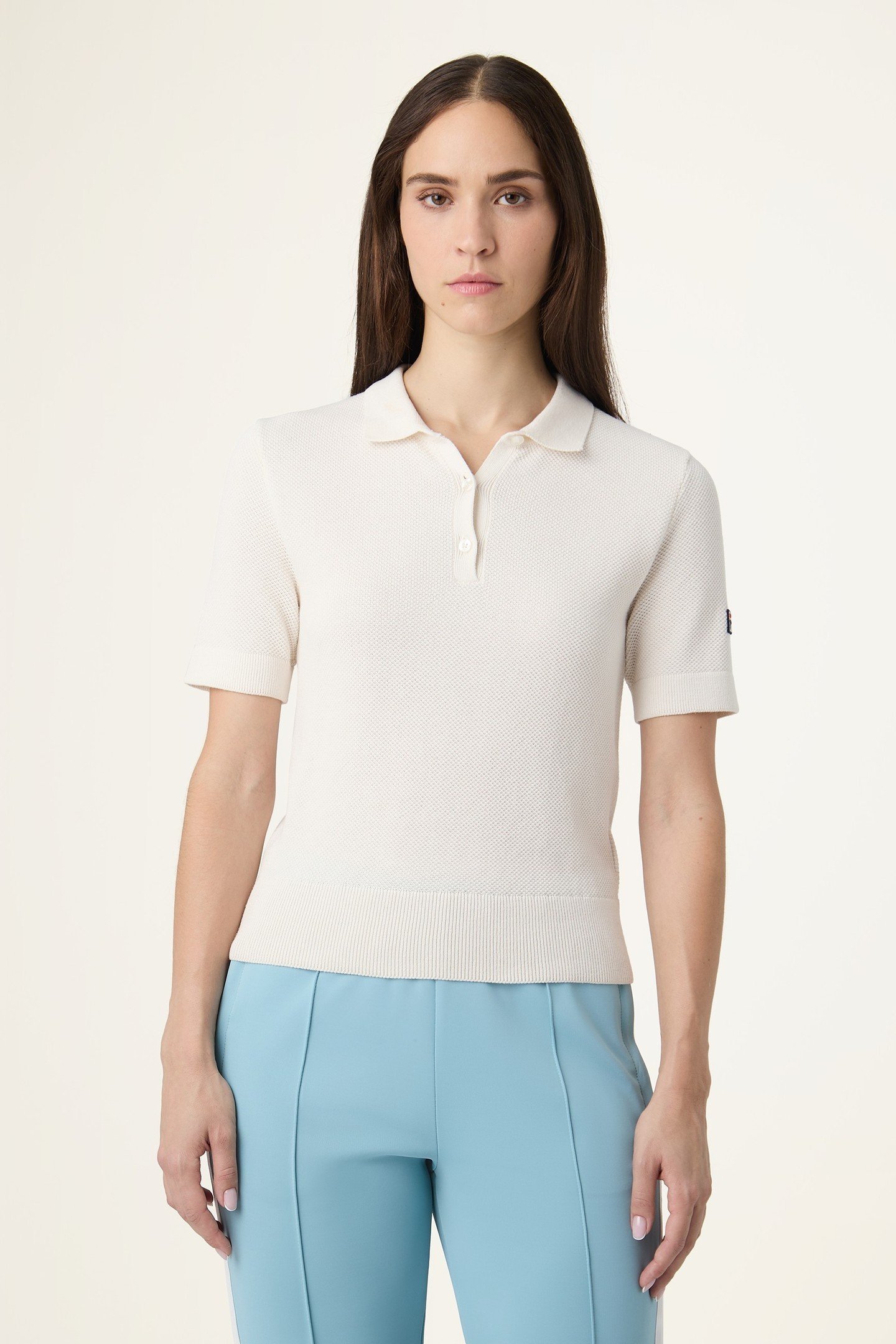 BB1 SLIM PIQUE KNIT POLO TEE EGRET 1