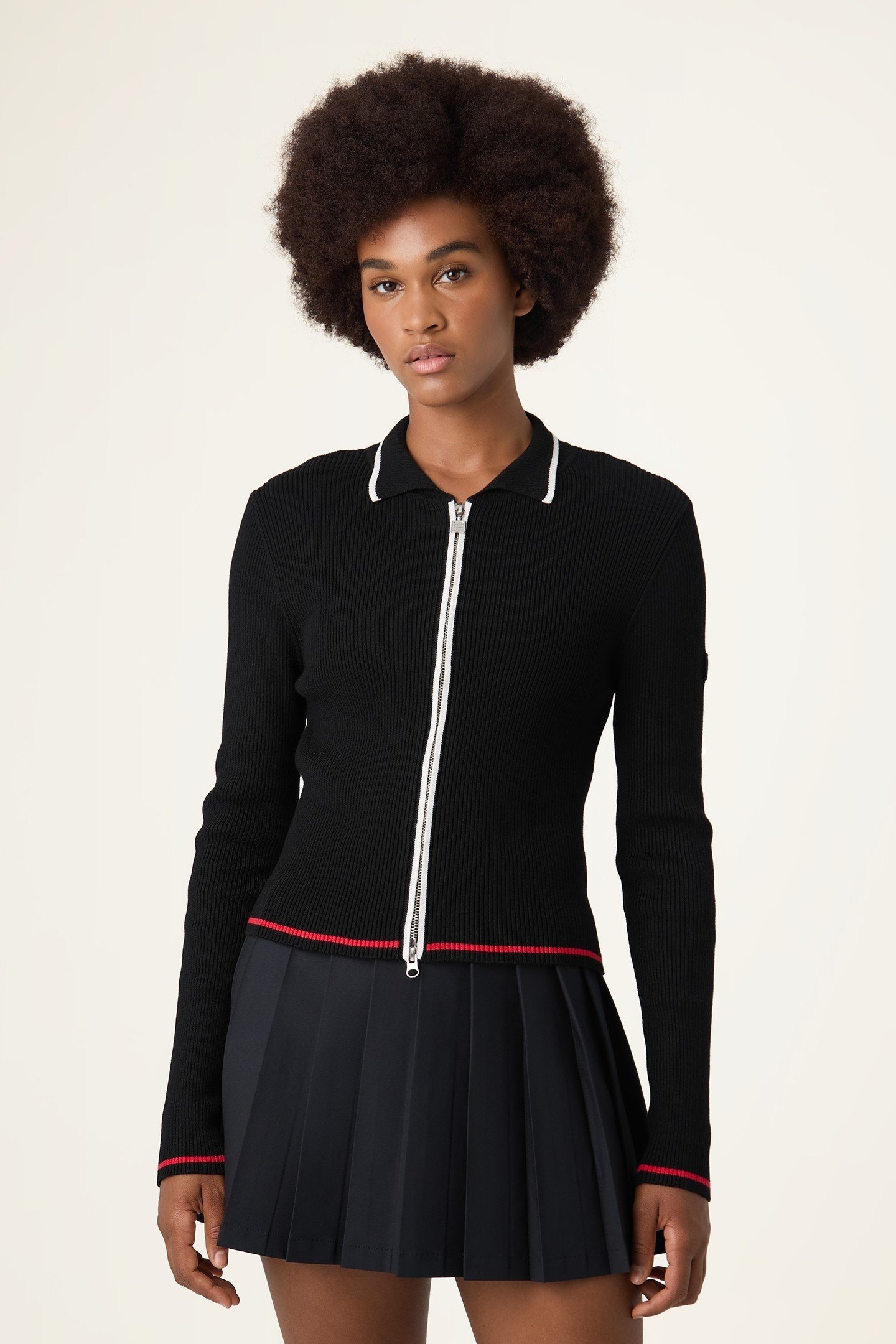 SIMONTE SLIM FULL-ZIP KNIT CARDIGAN BLACK 1