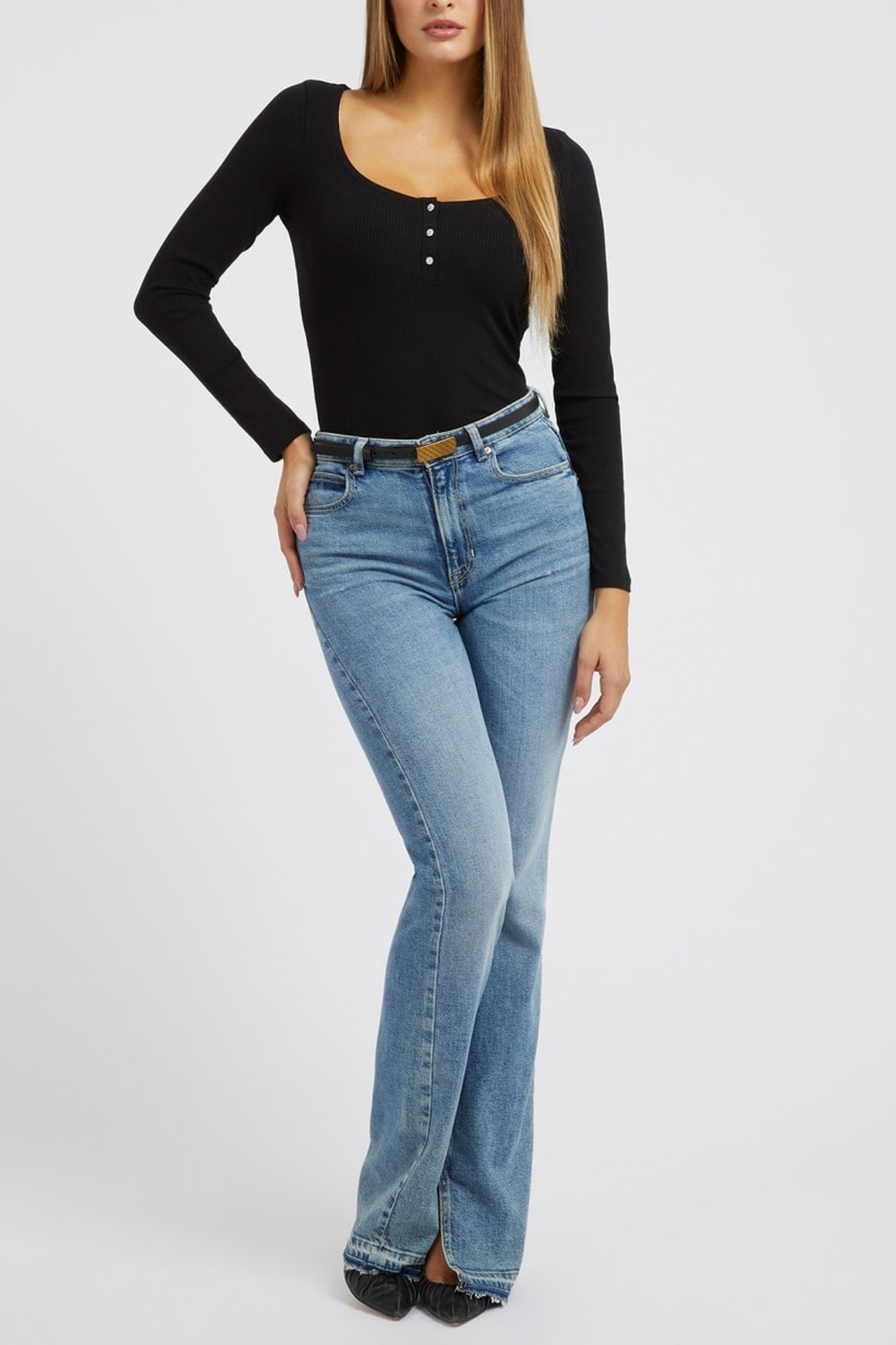 MARCIANO BY GUESS LS KARLEE JEWEL BTN JET BLACK 2