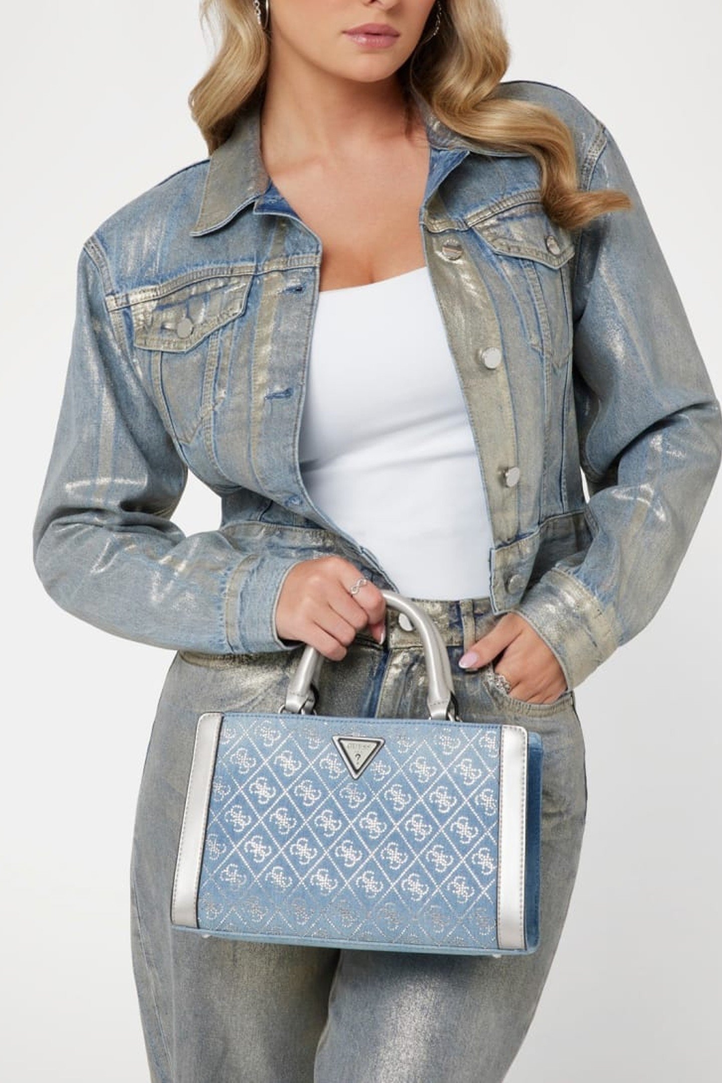 DILI SMALL SATCHEL DENIM LOGO 1