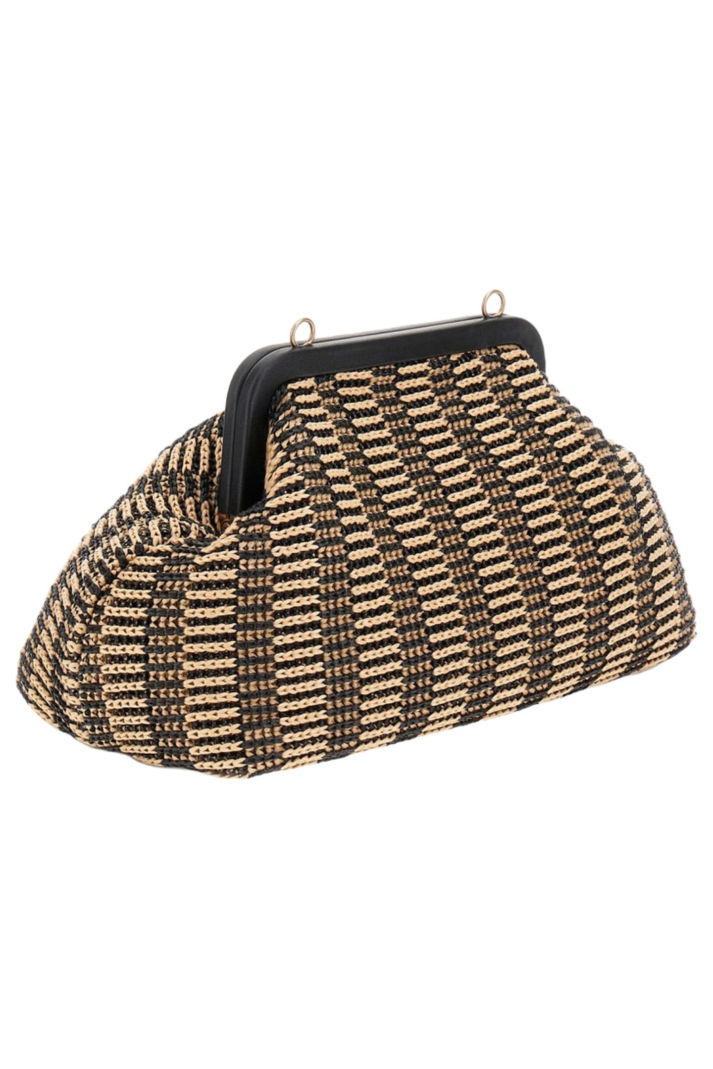RAFFIA POUCH BLACK/NATURAL 1
