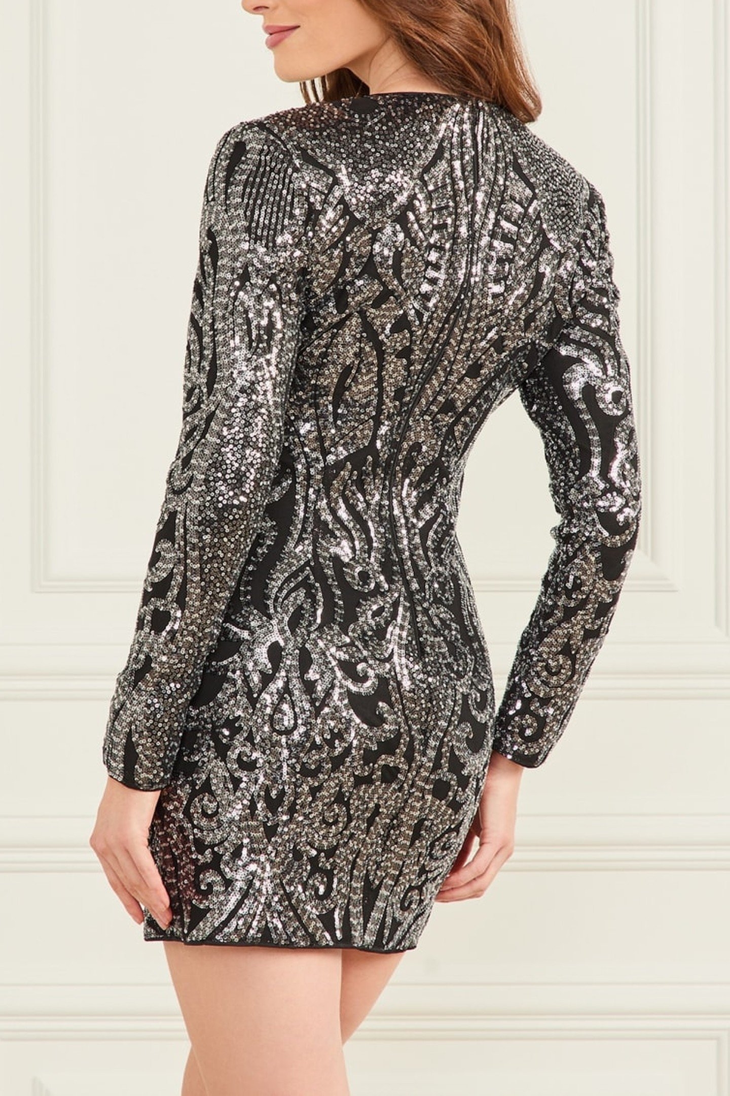 MARCIANO BY GUESS ISLA SEQUIN DRESS SILVER/GUNMETAL 5