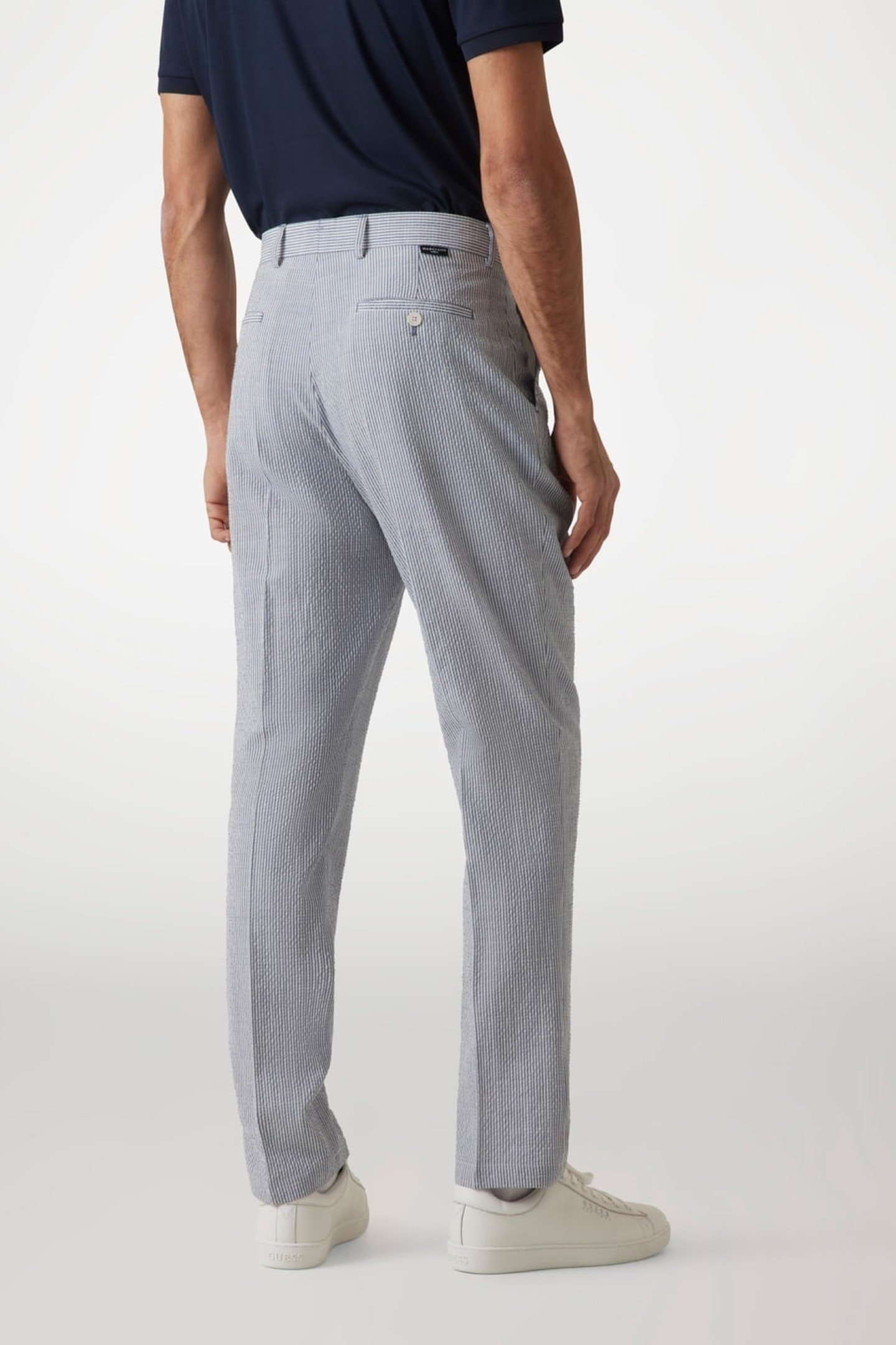 MAX PLEATED REG CHIN WHITE/BLUE STRIPES 2