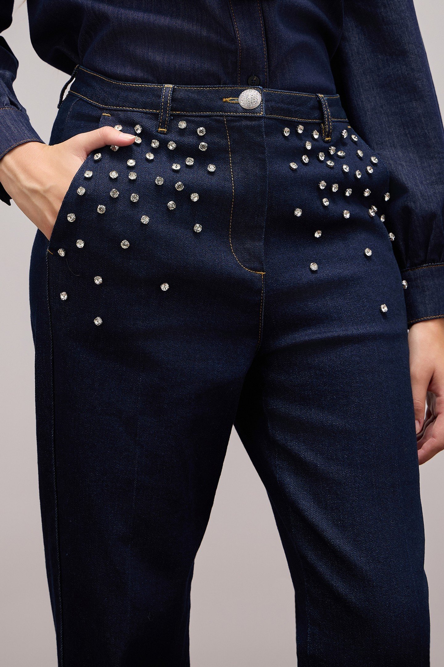 JEANS WITH CRYSTAL SET STONES BLUE 4