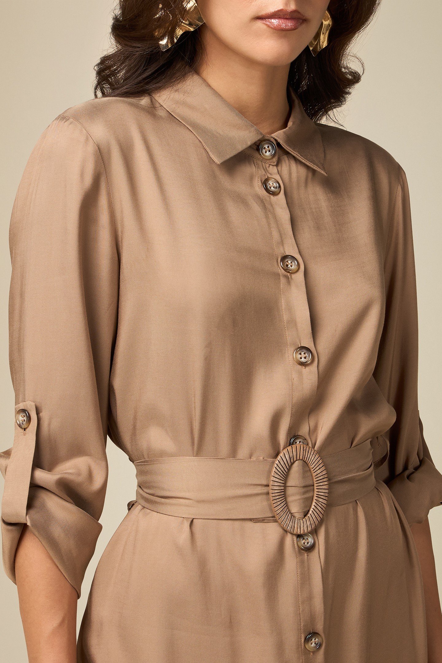 VISCOSE CHEMISIER DRESS BEIGE 4