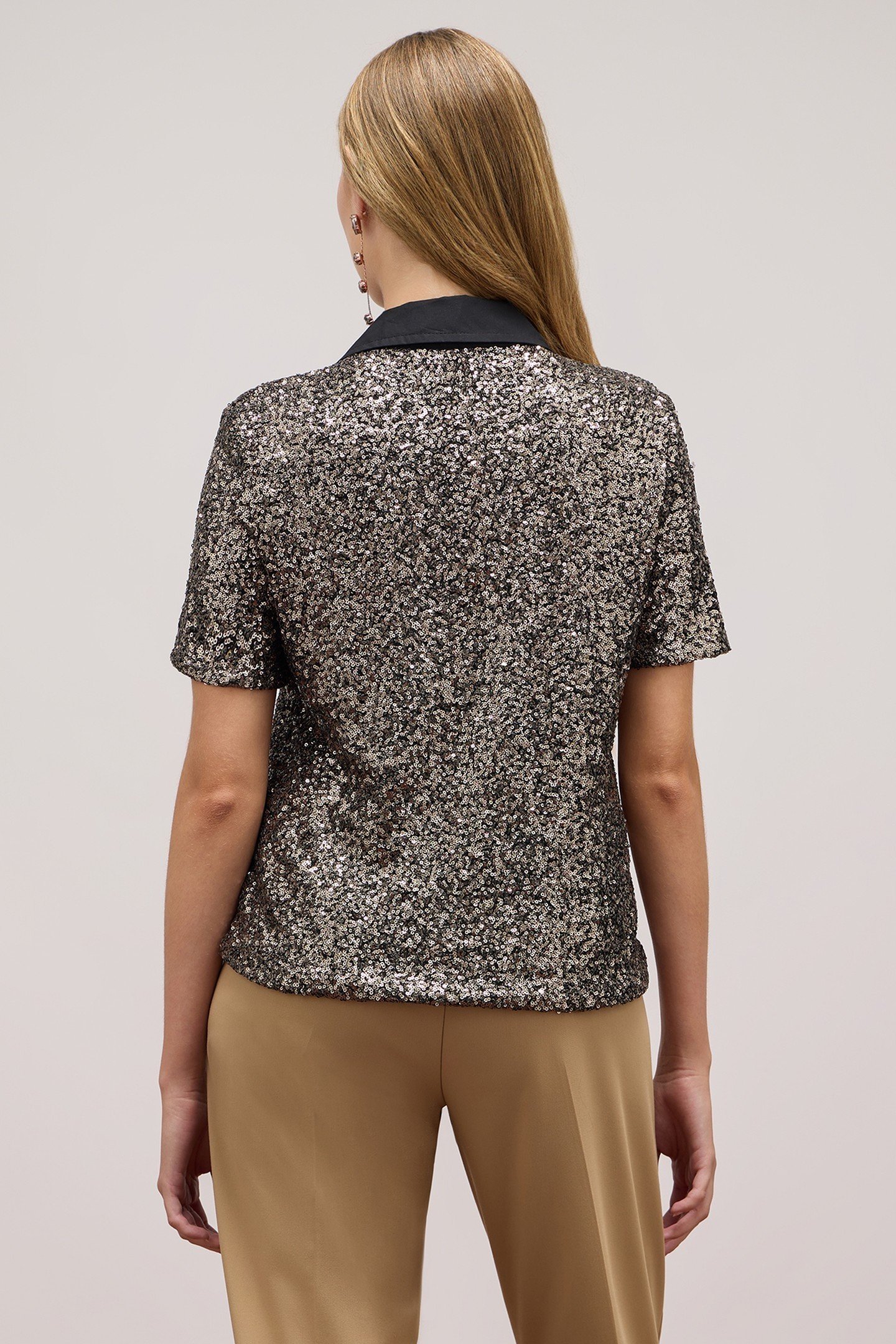 FULL SEQUINED POLO SHIRT GREY 2