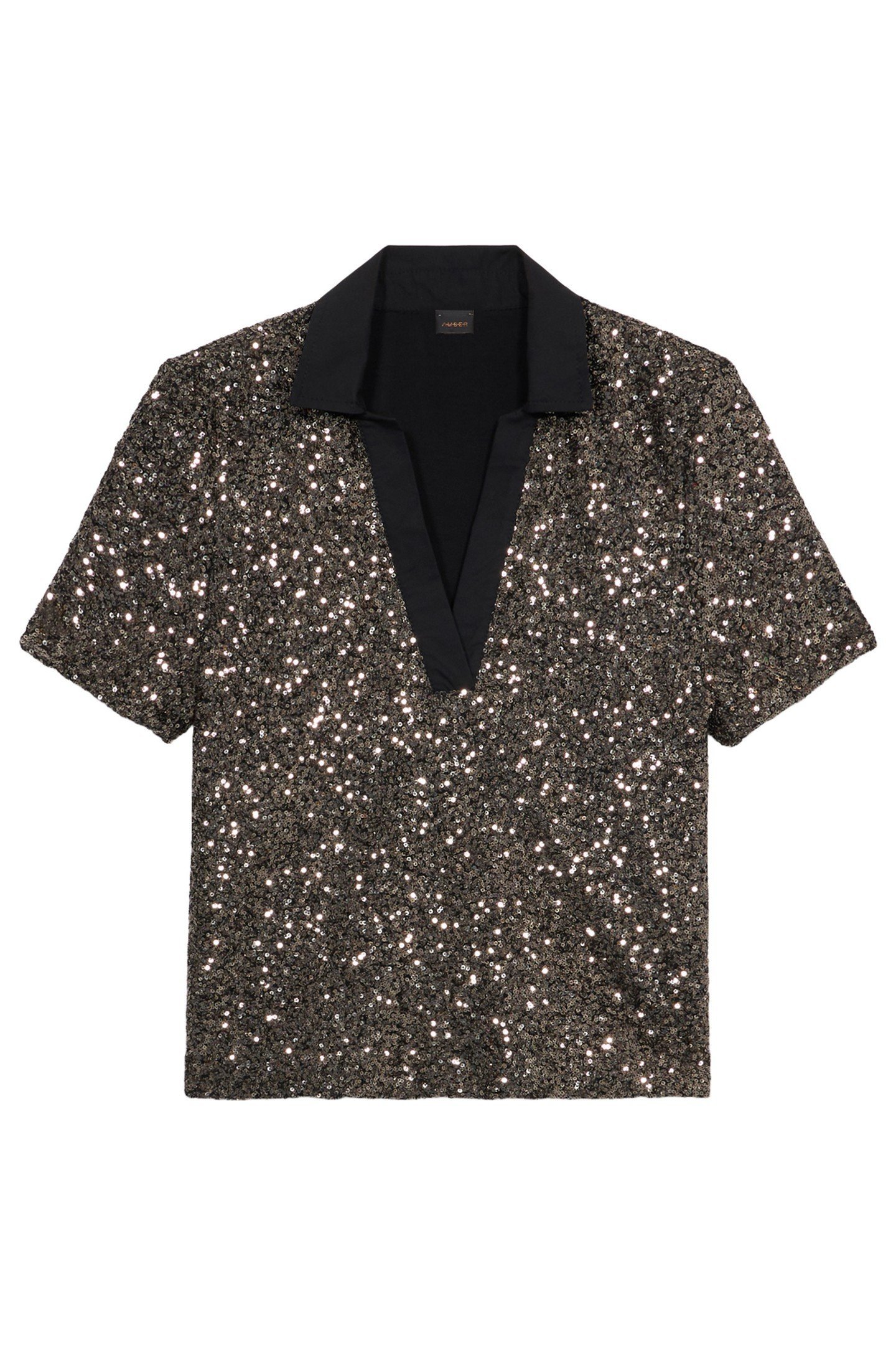 FULL SEQUINED POLO SHIRT GREY 3