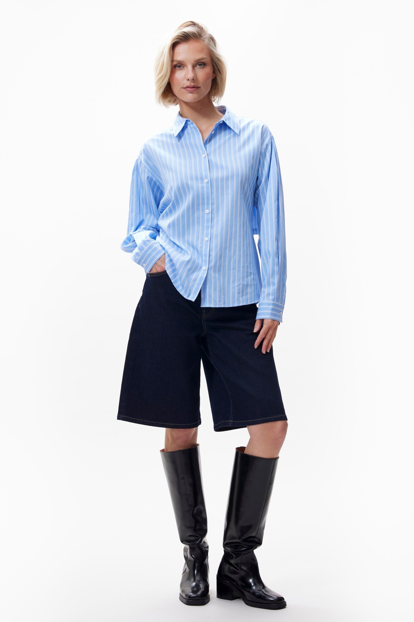 BLOUSE WITH OPEN BACK CORNFLOWER BLUE 1