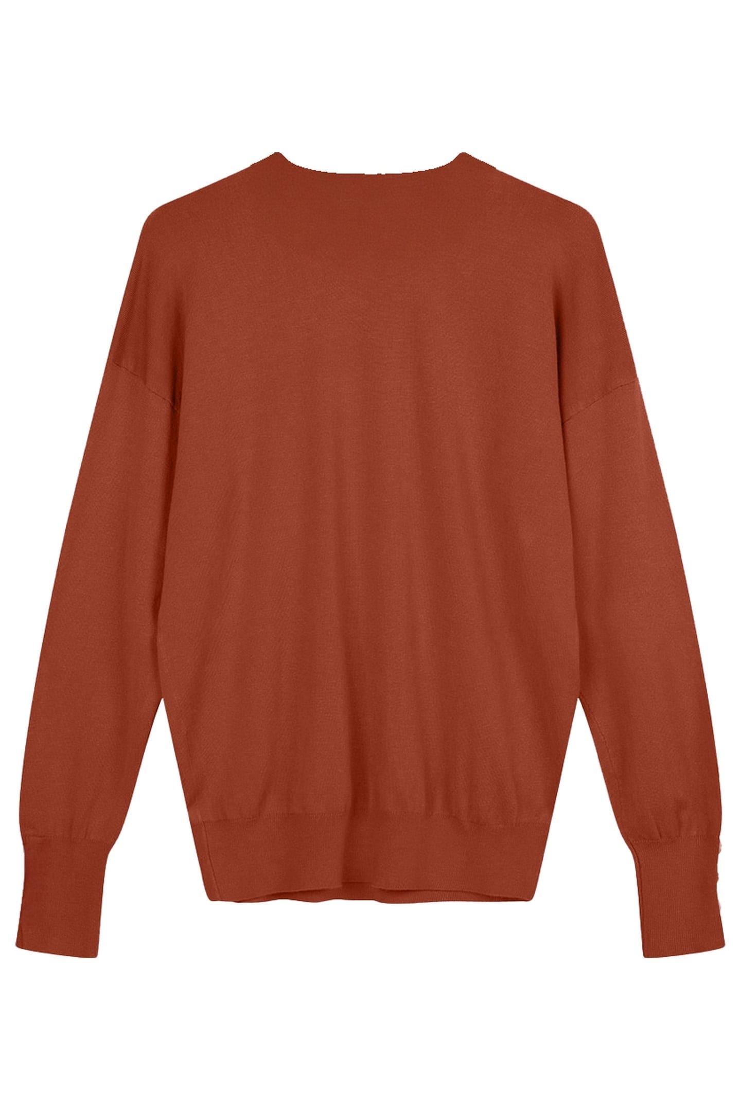 SWEATER BASIC BUTTON SLVE CUFF COPPER BROWN 2