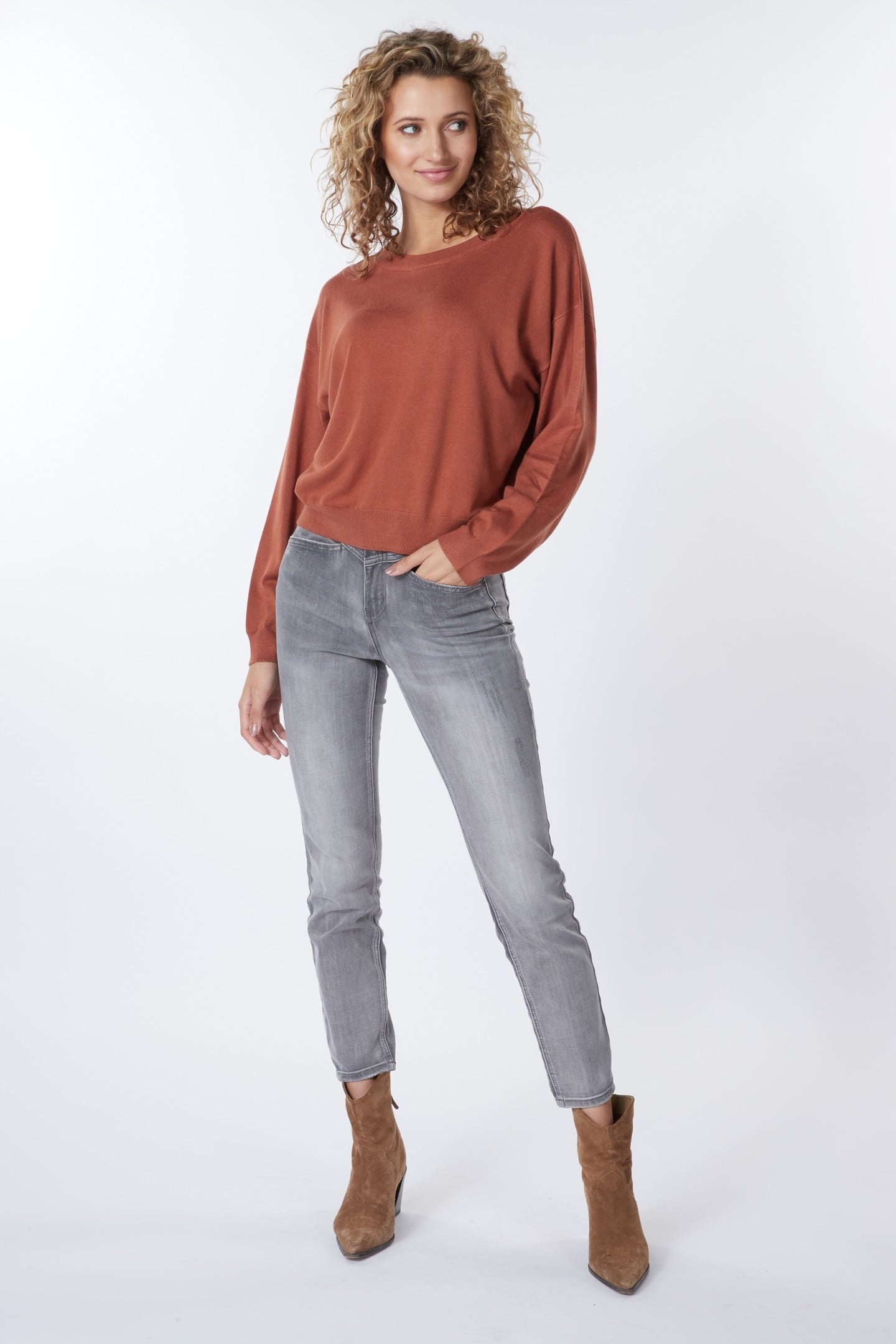 SWEATER BASIC BOXY COPPER BROWN 1