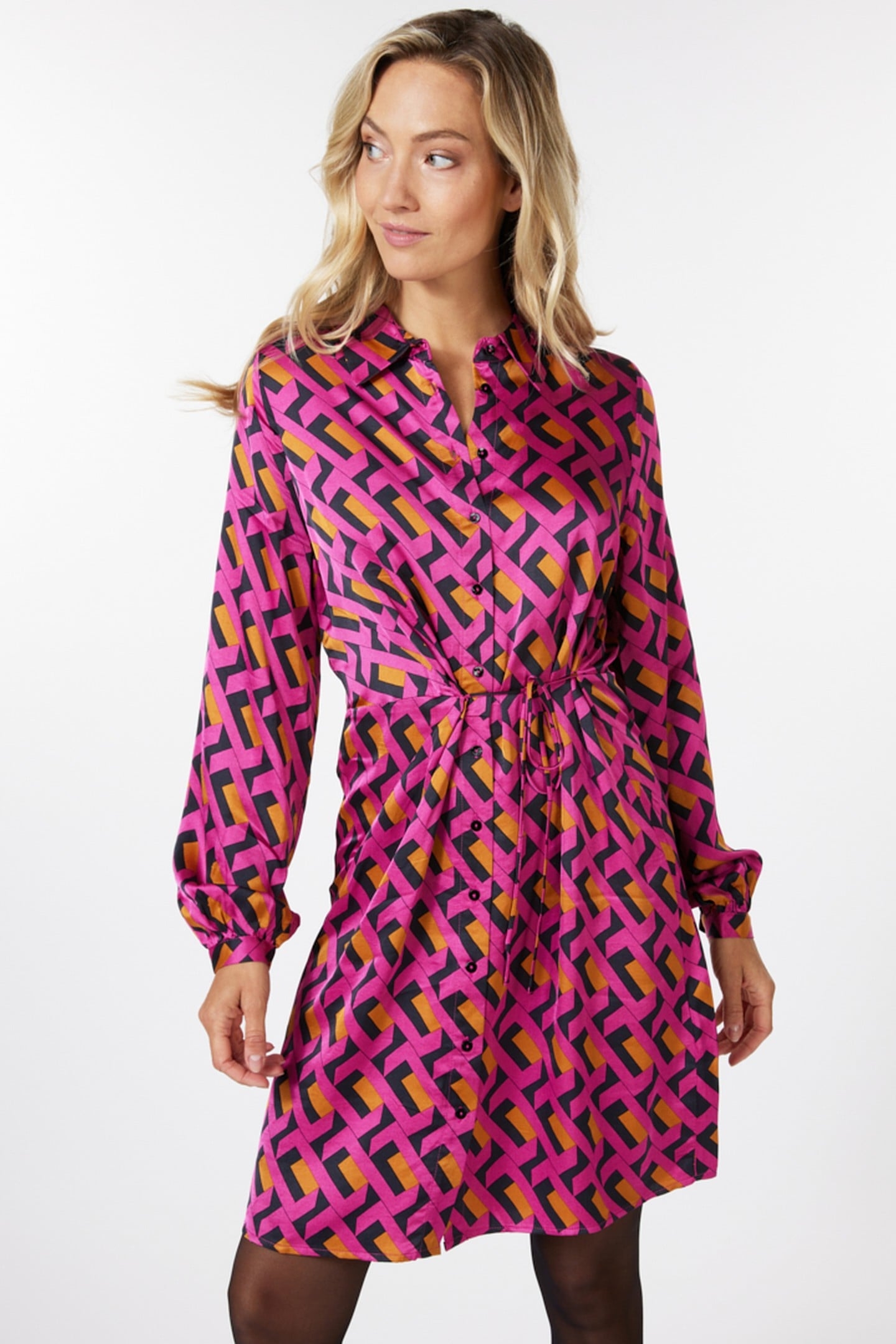 DRESS OVERLAP DETAIL GEO PRINT PRINT 4