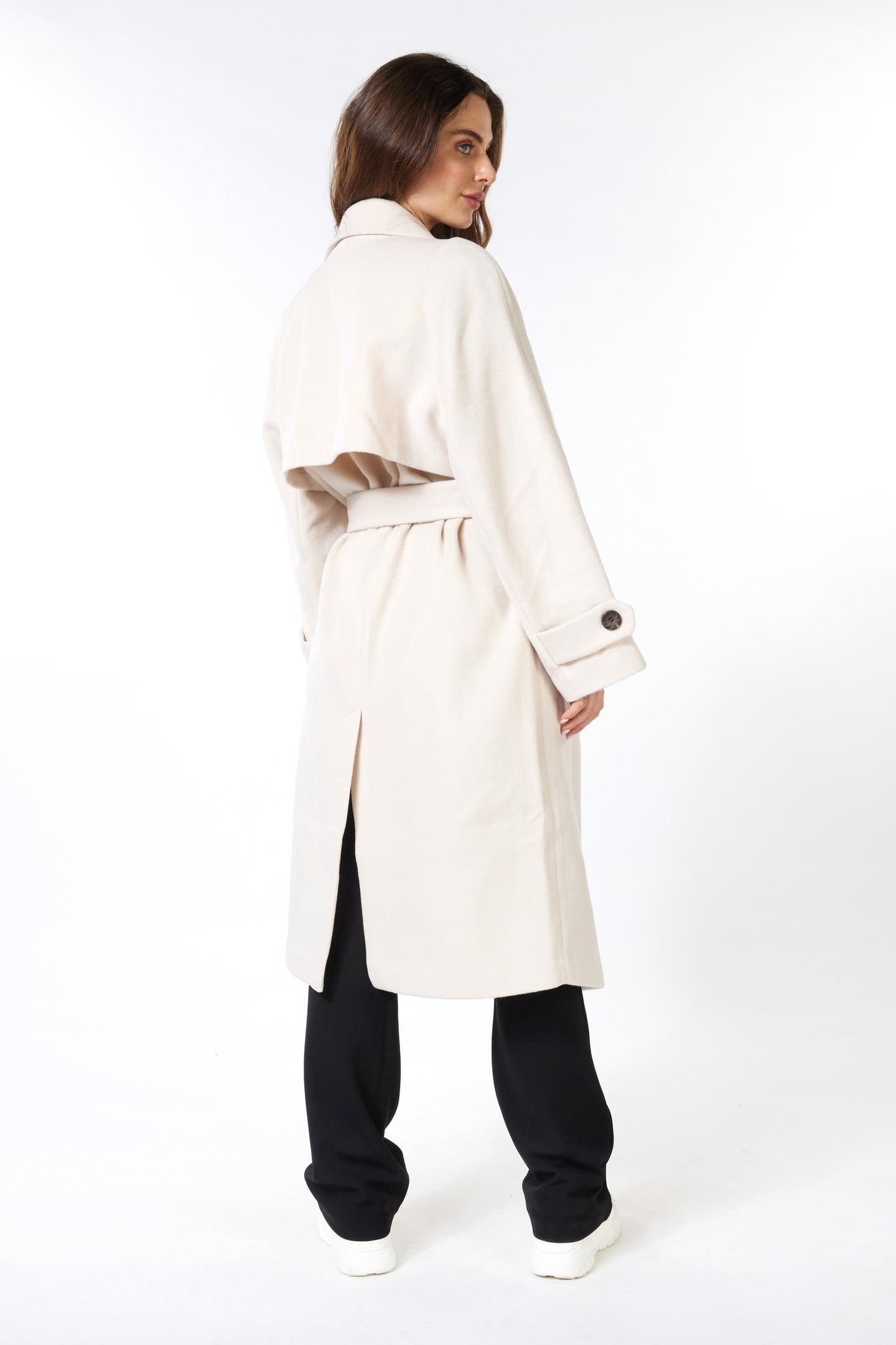 COAT LONG BELT LIGHT SAND 4