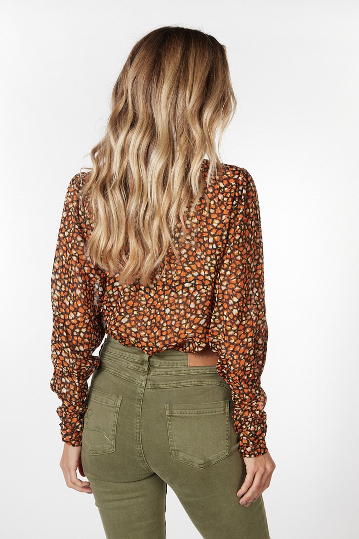 BLOUSE GATHERED CUFFS WILD SKINS PRINT 3