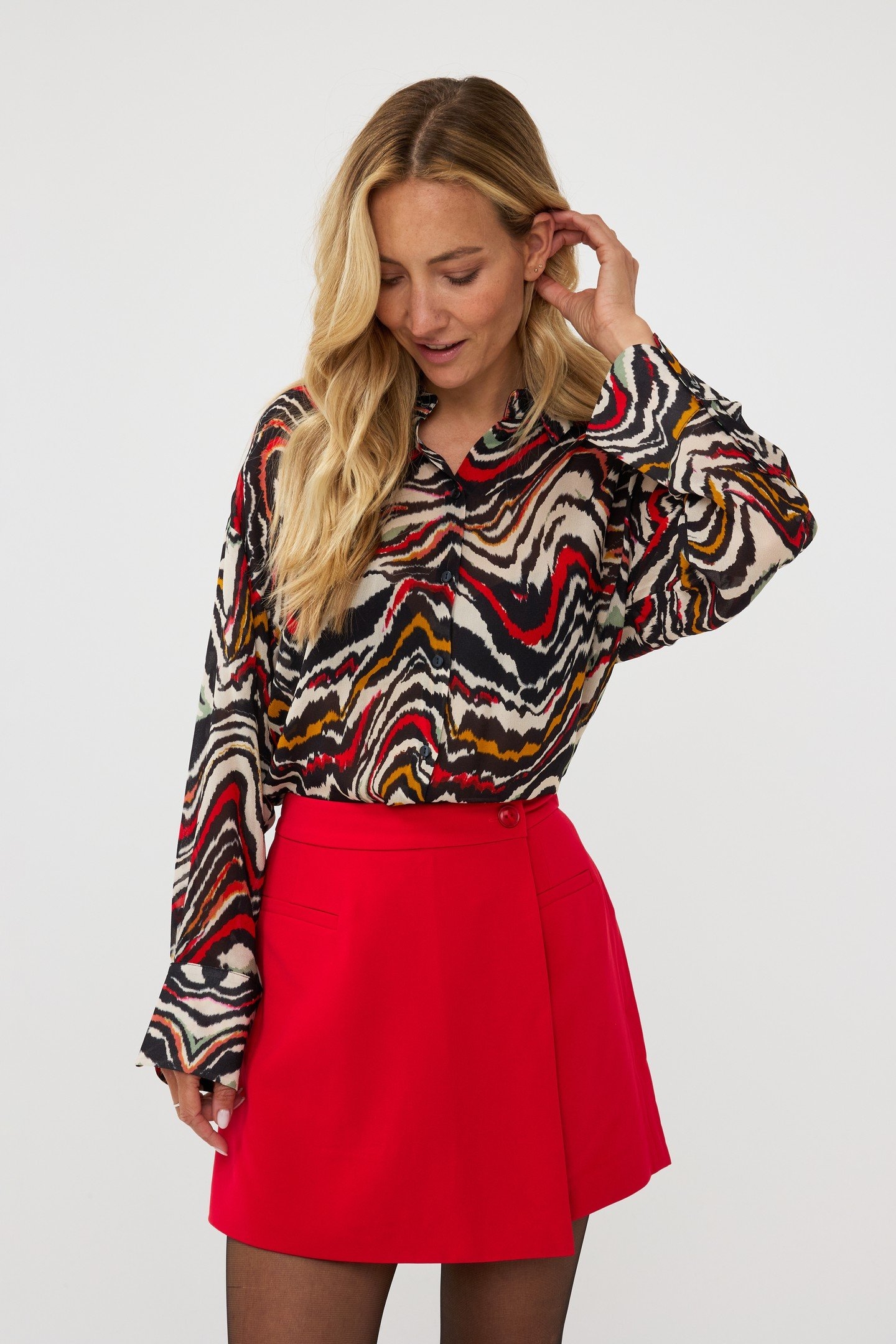 BLOUSE BASIC WAVES PRINT 2