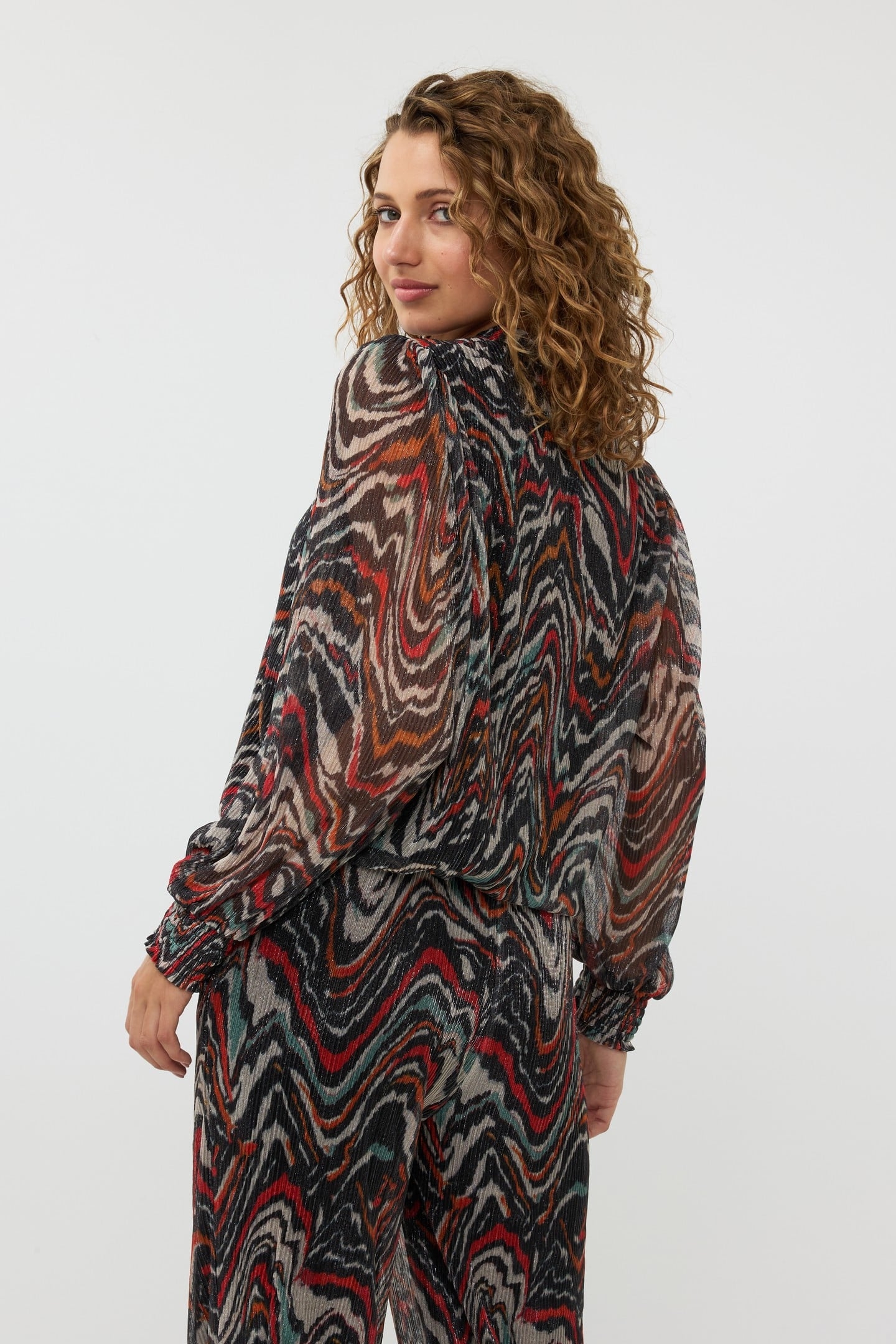 BLOUSE LUREX PLISSE WAVES PRINT 3