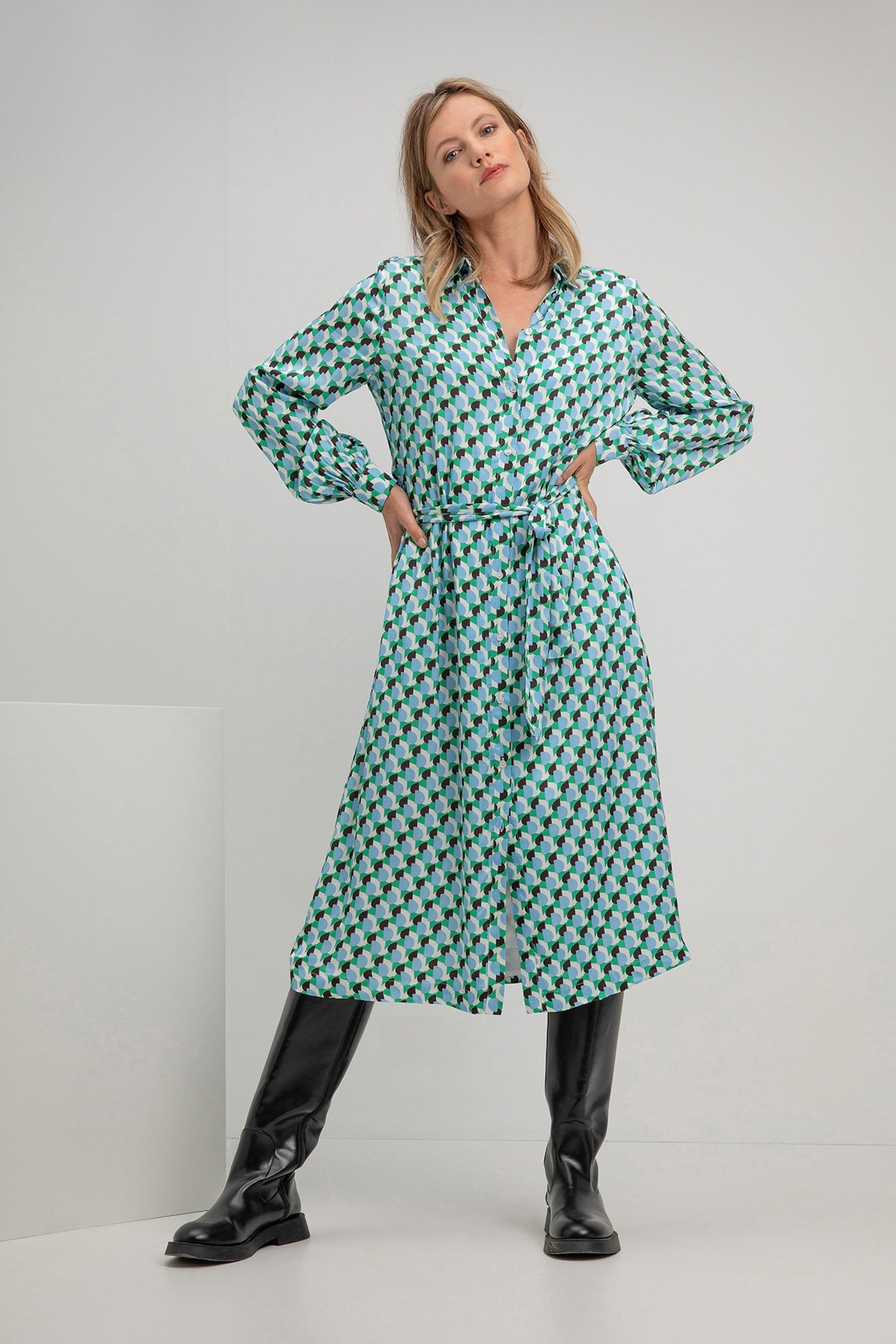 SUZETTE DRESS PARROT GREEN PRINT 1