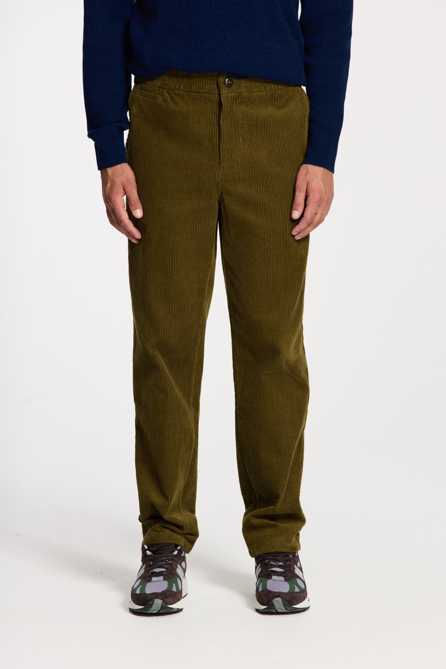 ALAN CORDUROY STRAIGHT FIT TROUSERS GREEN OLIVE 1