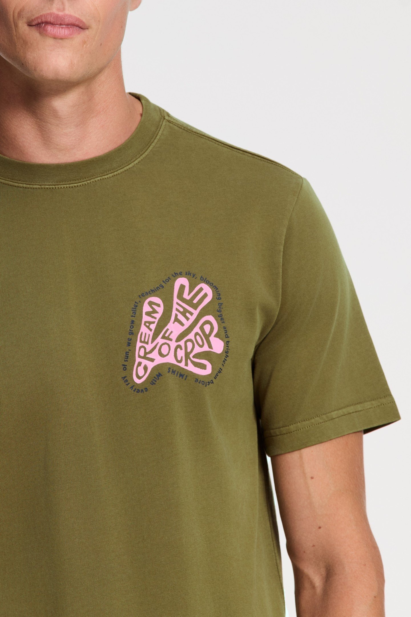 LIAM REGULAR FIT CORAL TEXT T-SHIRT GREEN OLIVE 6