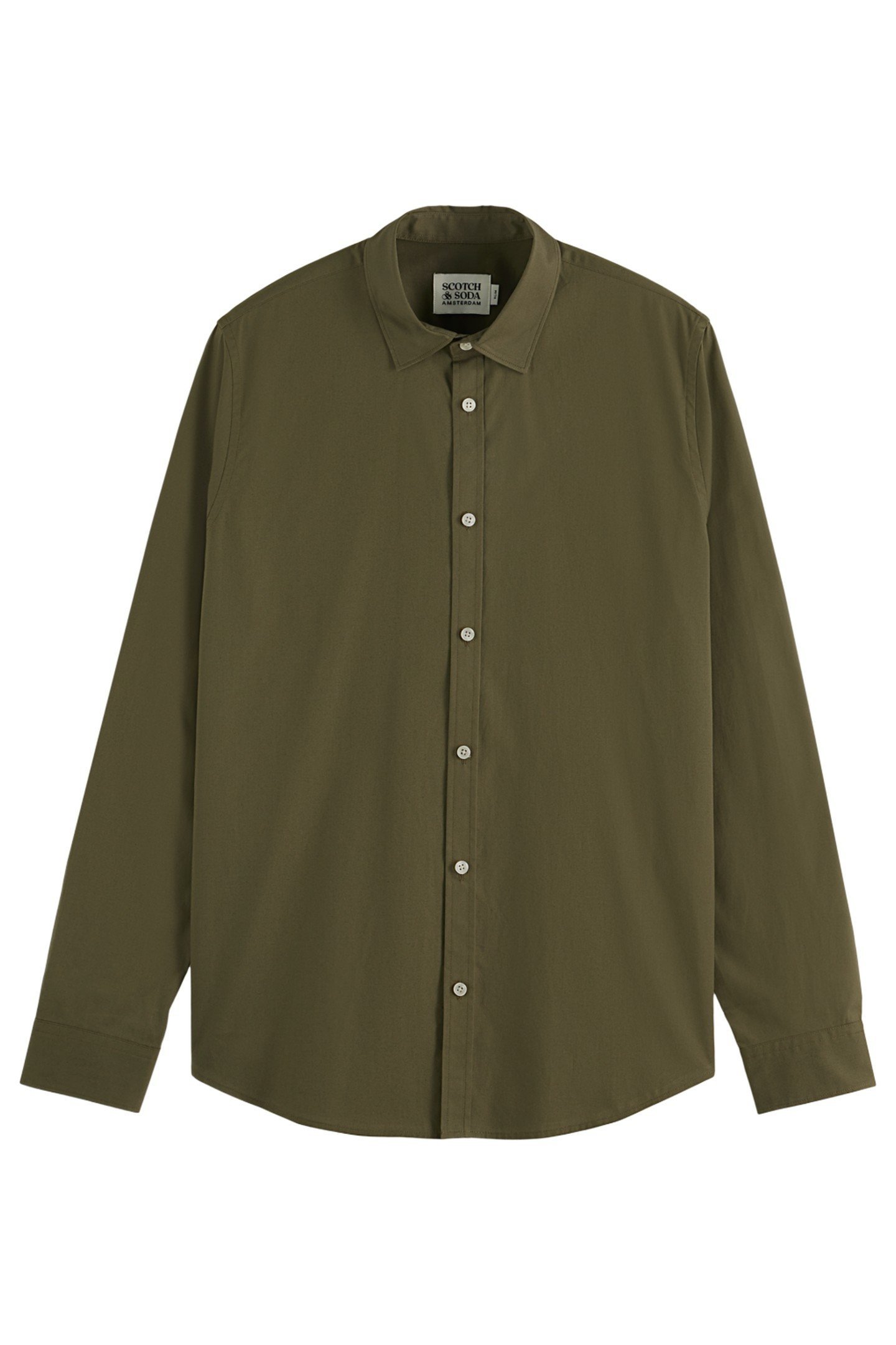 SEASONAL CORE - SLIM FIT SOLID POPLIN SHIRT CLASSIC GREEN 1