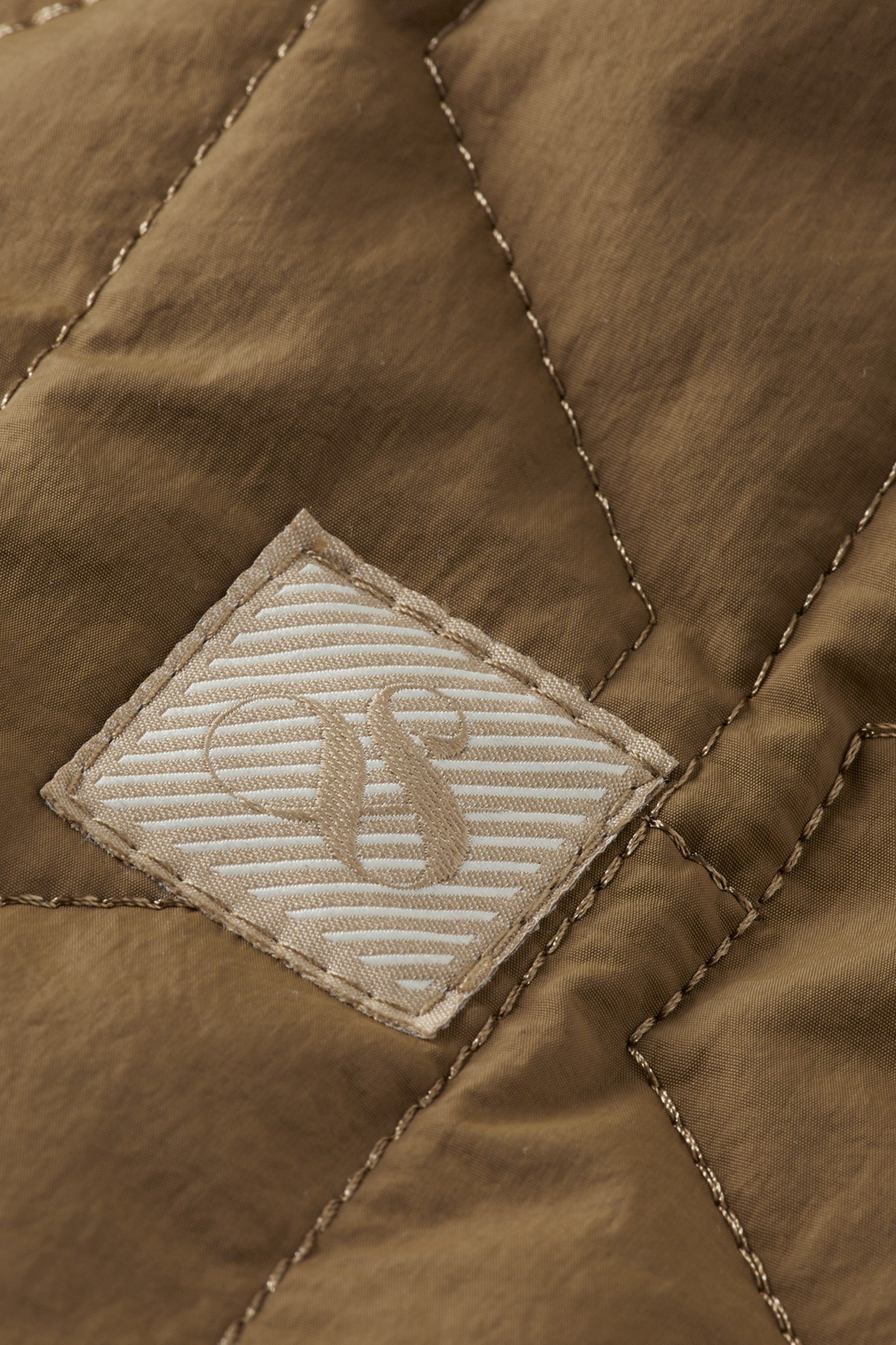 GEOMETRIC QUILTED COAT GOLDEN BROWN 3