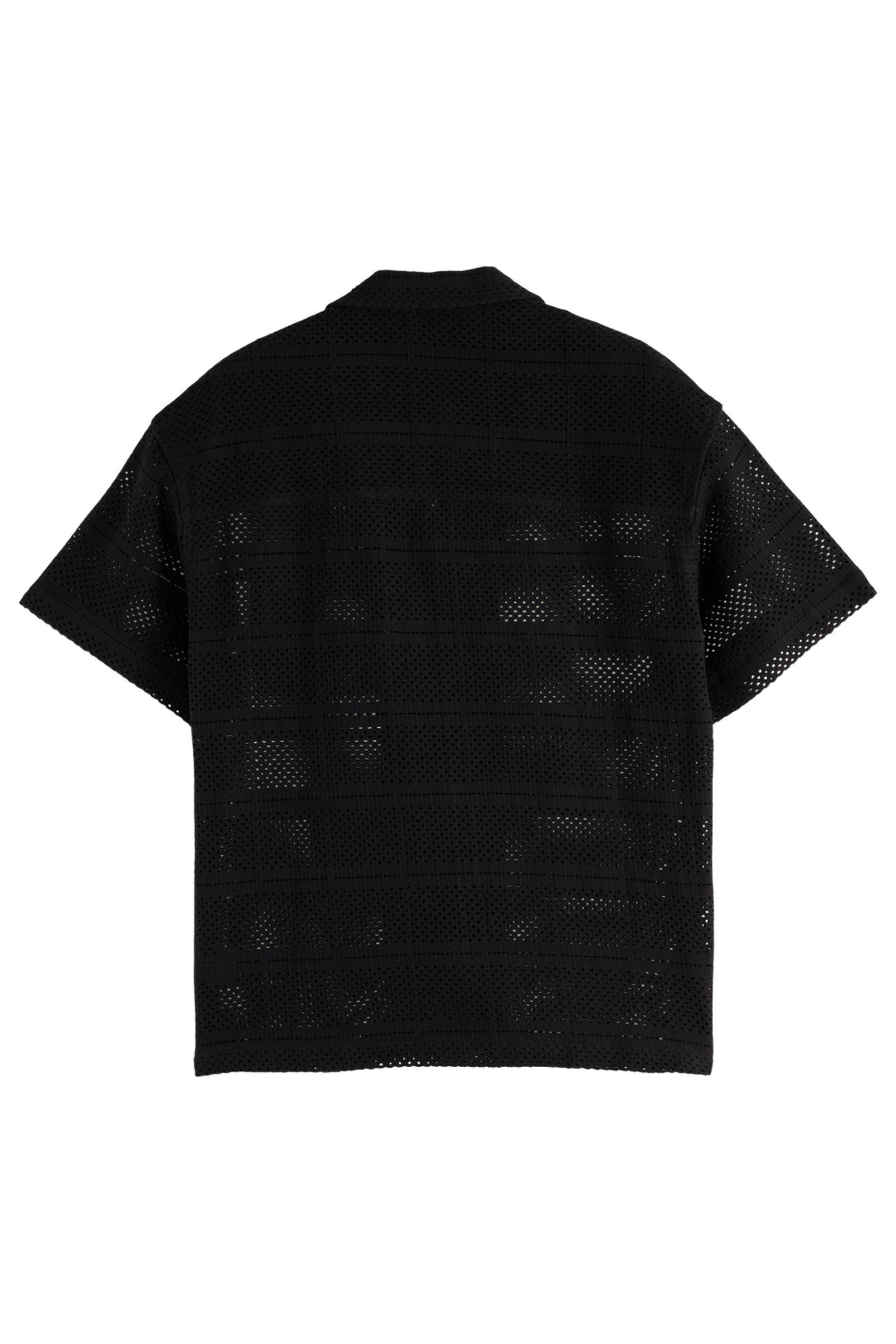 CROCHET SHORT-SLEEVED RELAXED-FIT SHIRT WASHED BLACK 2