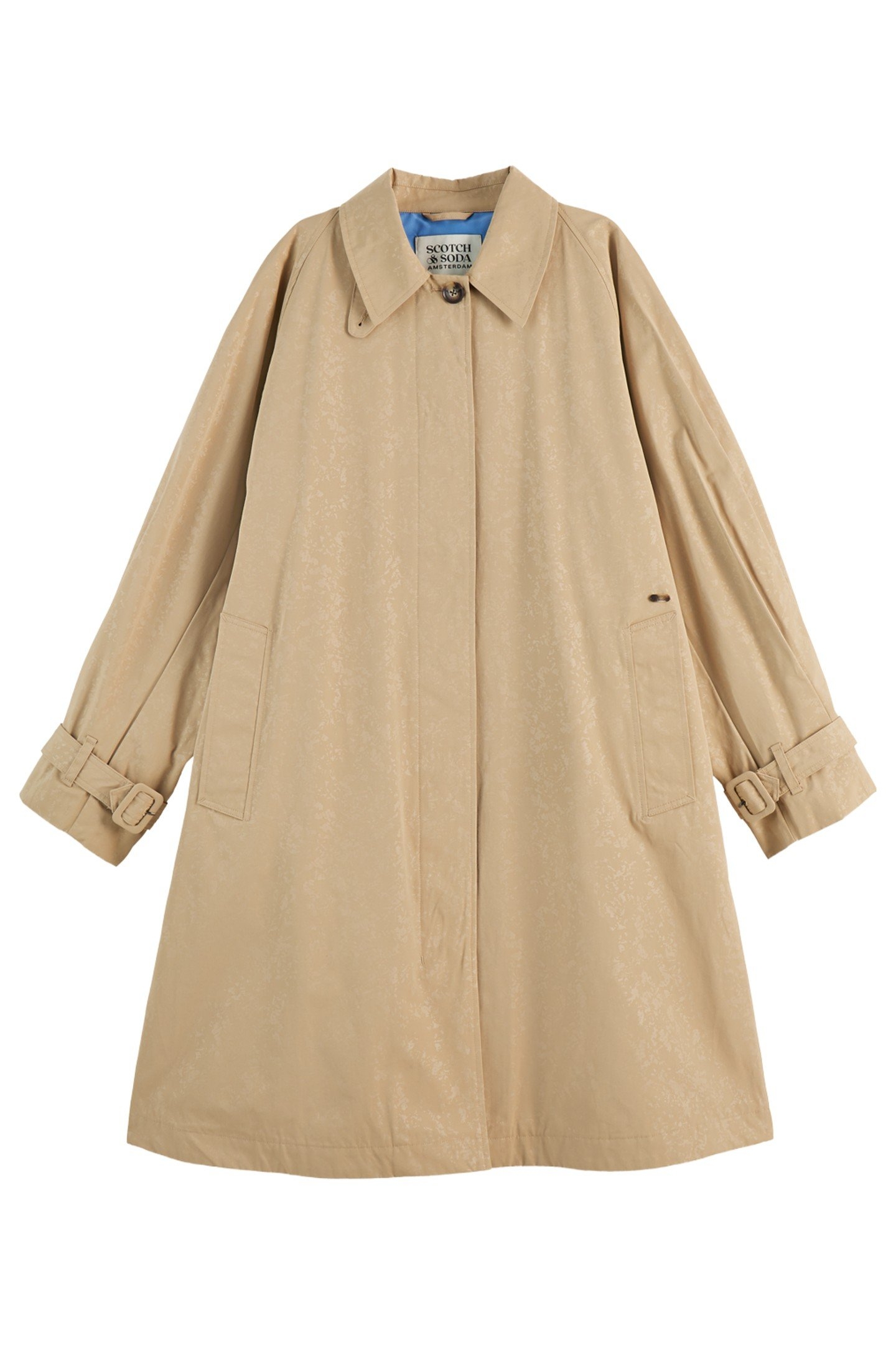 FLORAL EMBOSSED COTTON BLEND CARCOAT SAND 2