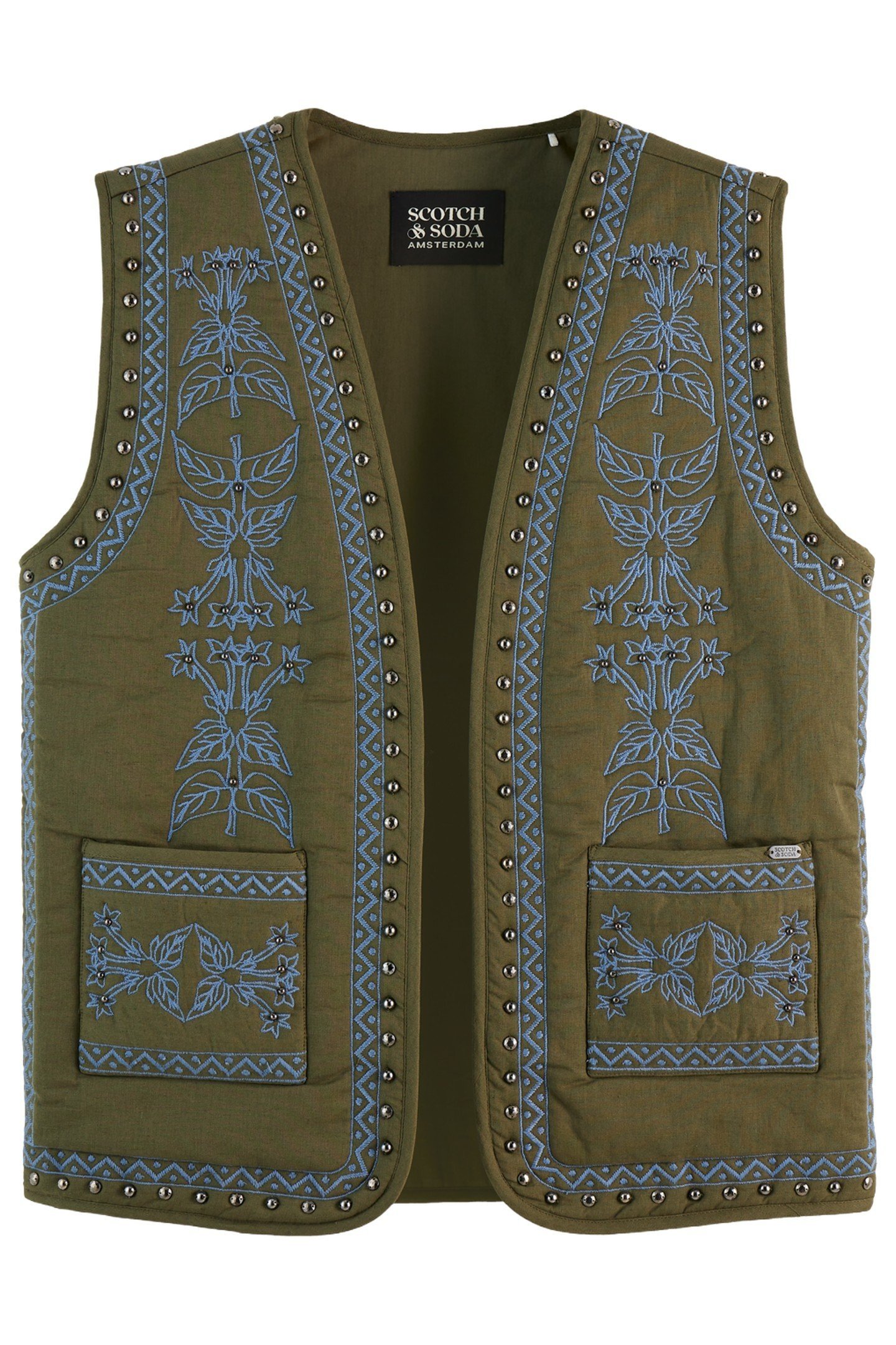 FLORAL EMBROIDERED GILET CLASSIC GREEN 1