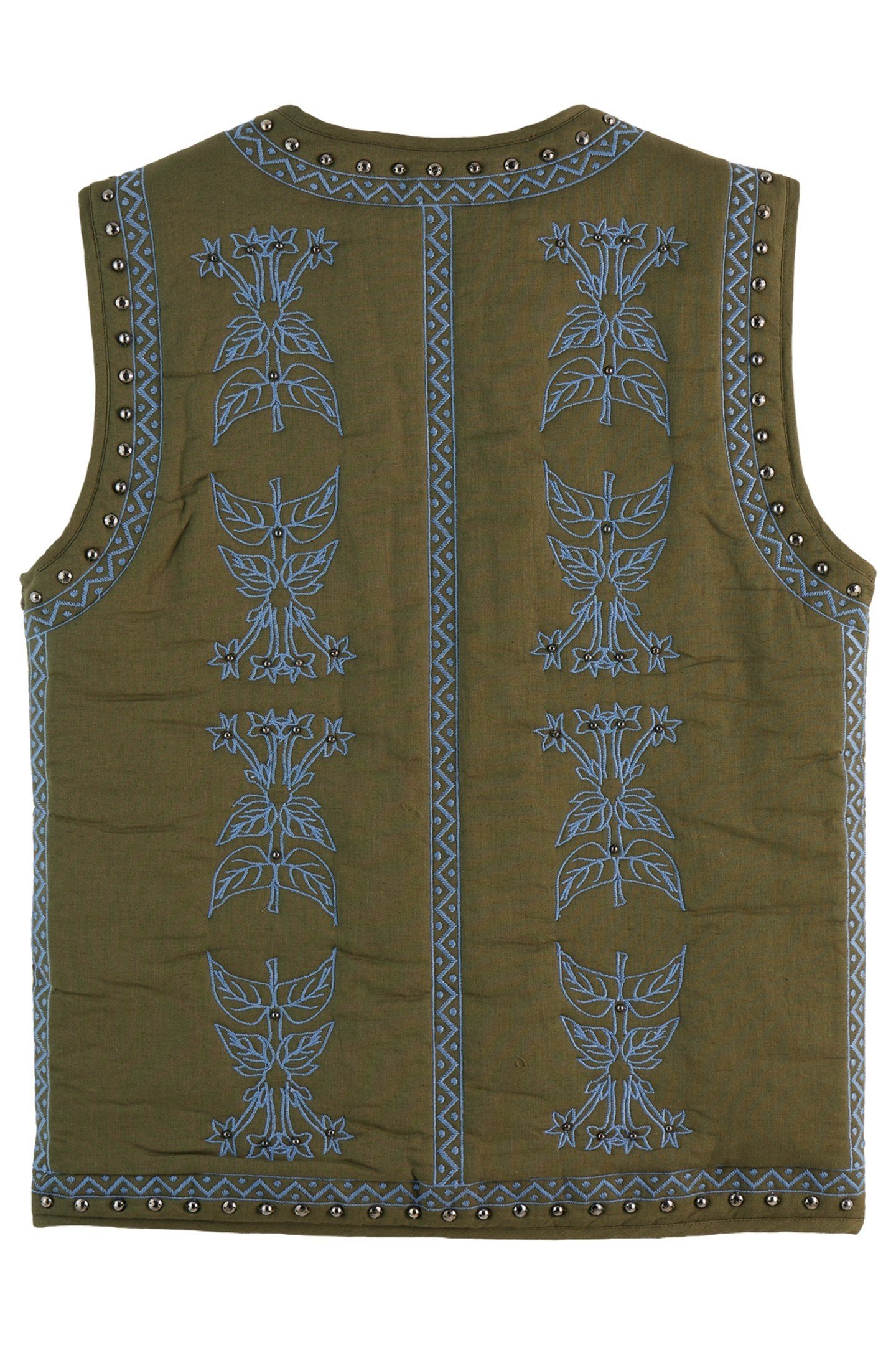 FLORAL EMBROIDERED GILET CLASSIC GREEN 3