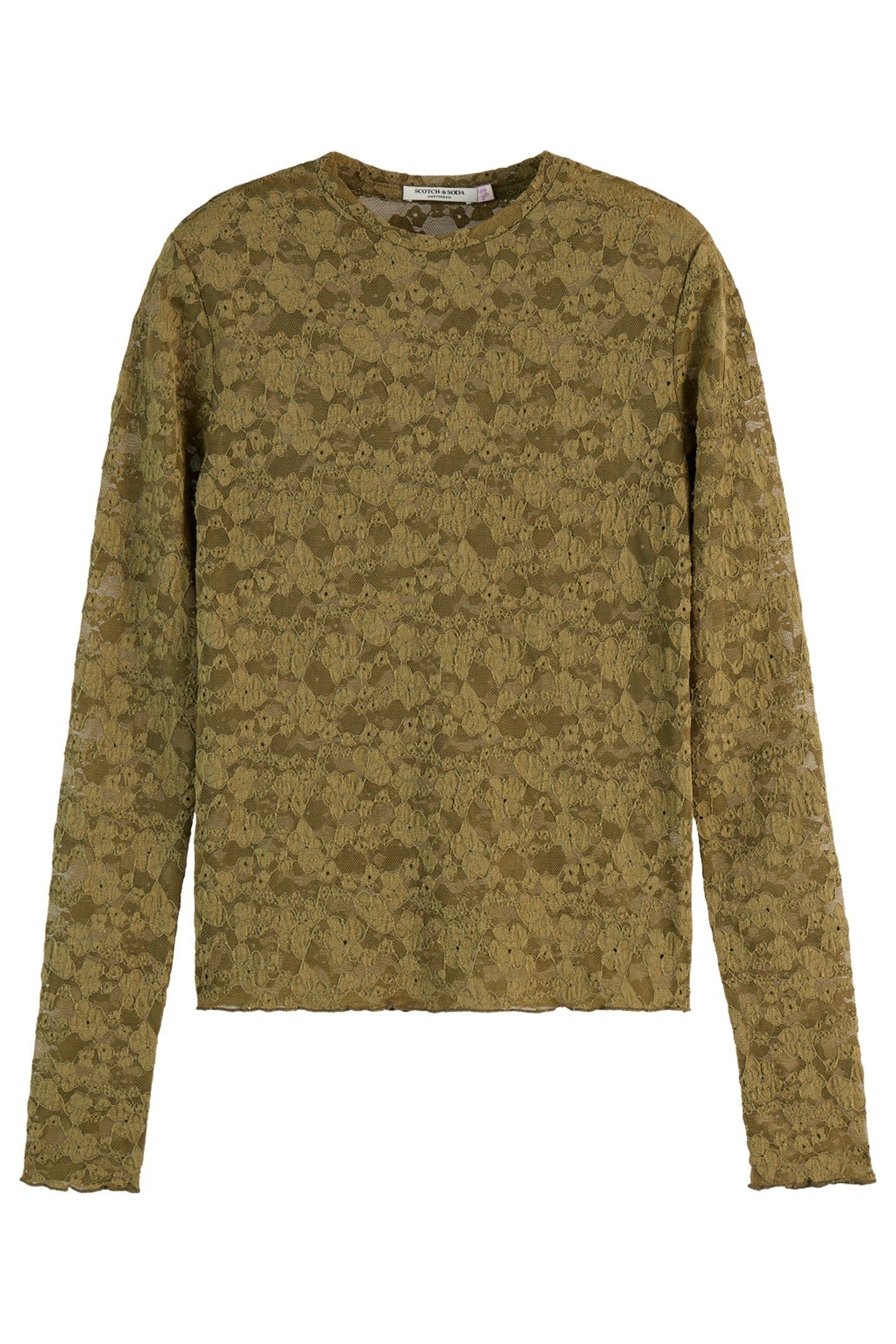 FLORAL LACE LS T-SHIRT WASHED MILITARY 1