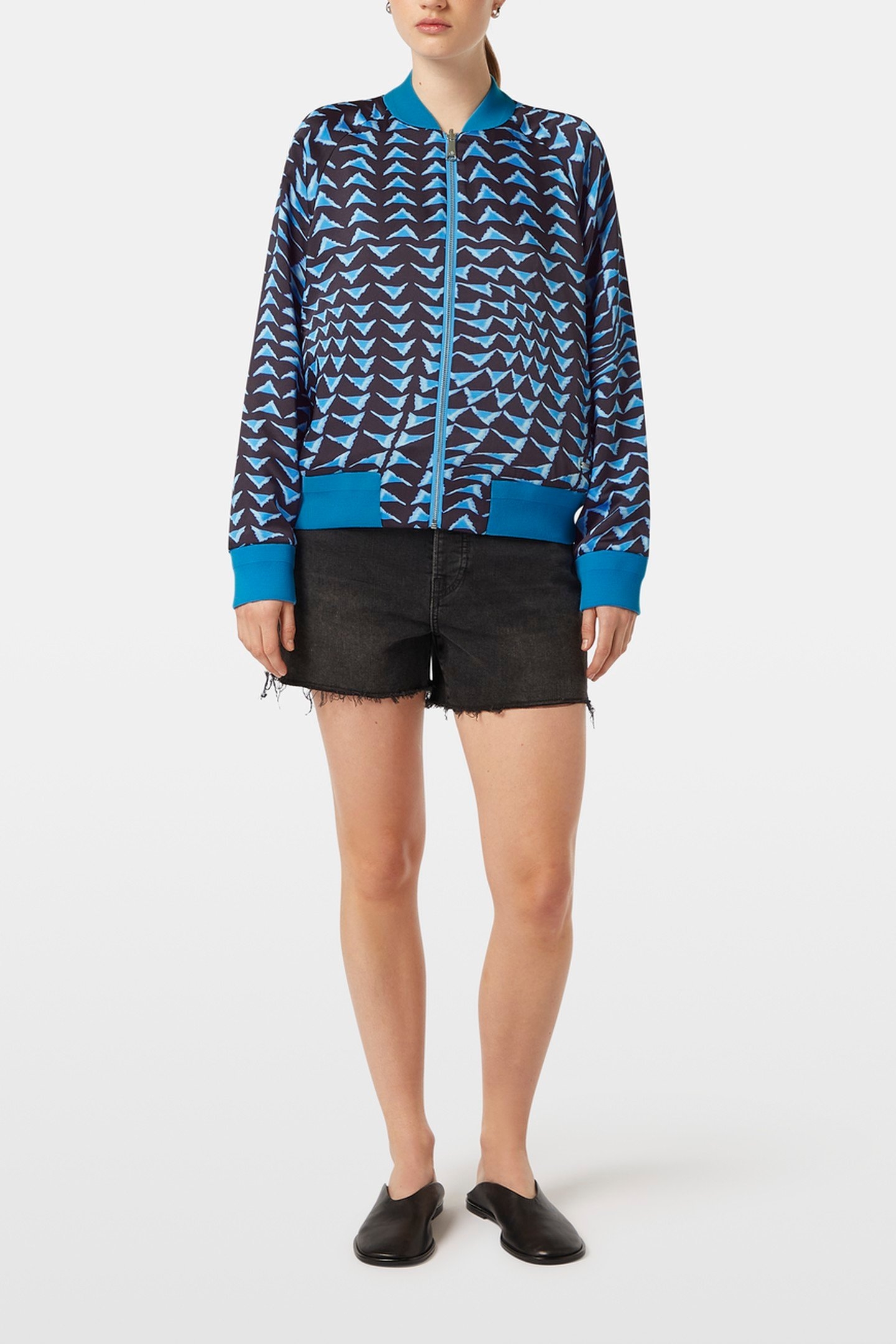 REVERSIBLE PRINTED BOMBER HOUSE OF MIRRORS BLUE/ BLACK 2