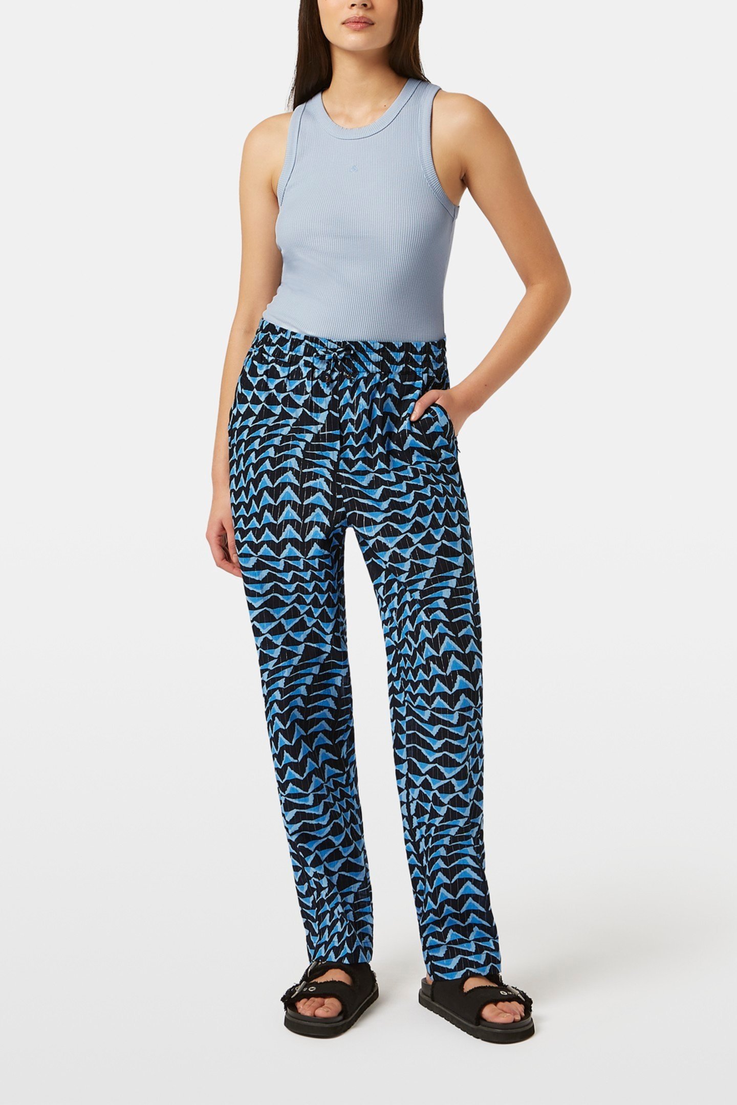 MID-RISE PULL-ON BEACH PANT HOUSE OF MIRRORS BLUE 1