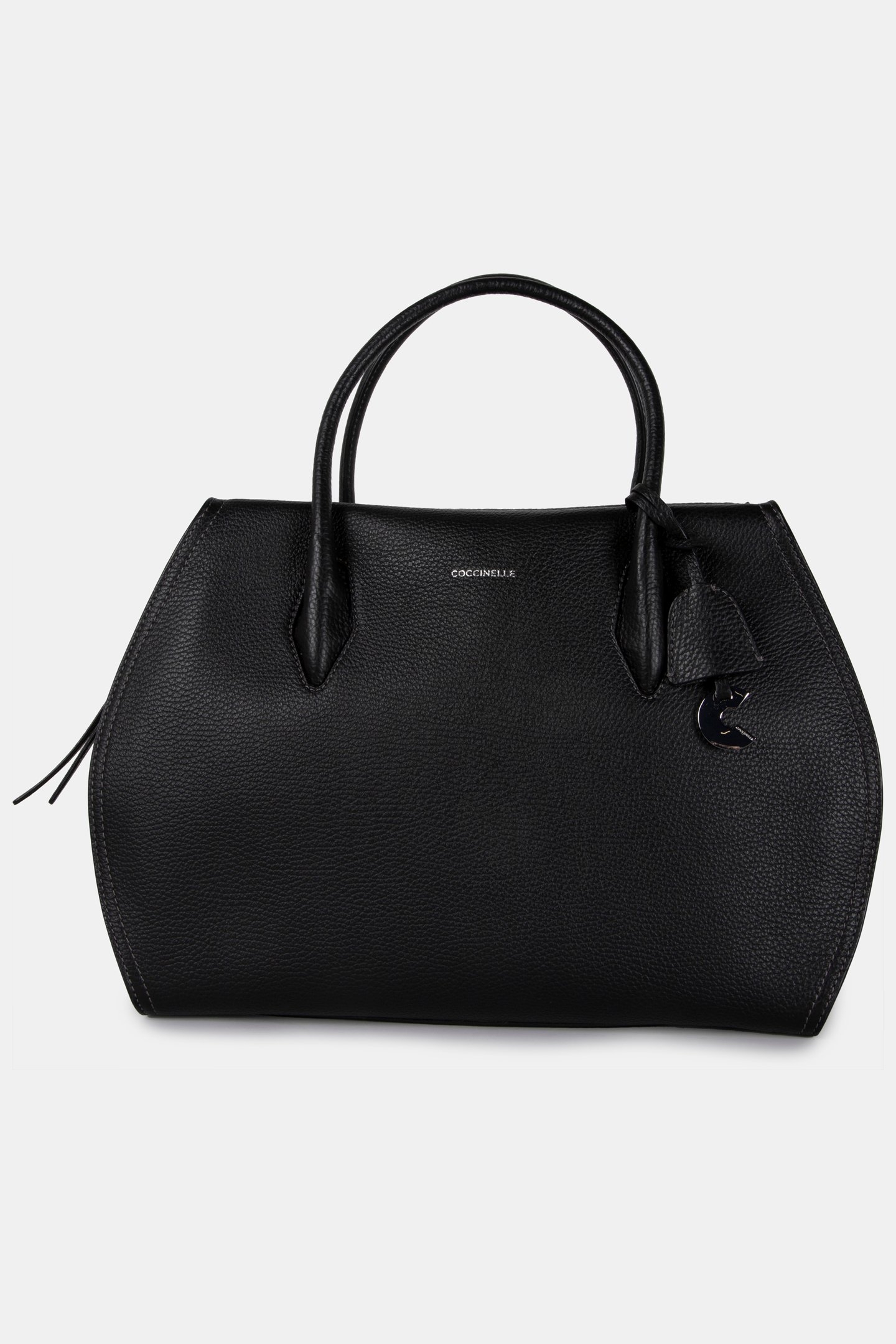 LEATHER MEDIUM SATCHEL BAG IN BLACK 2
