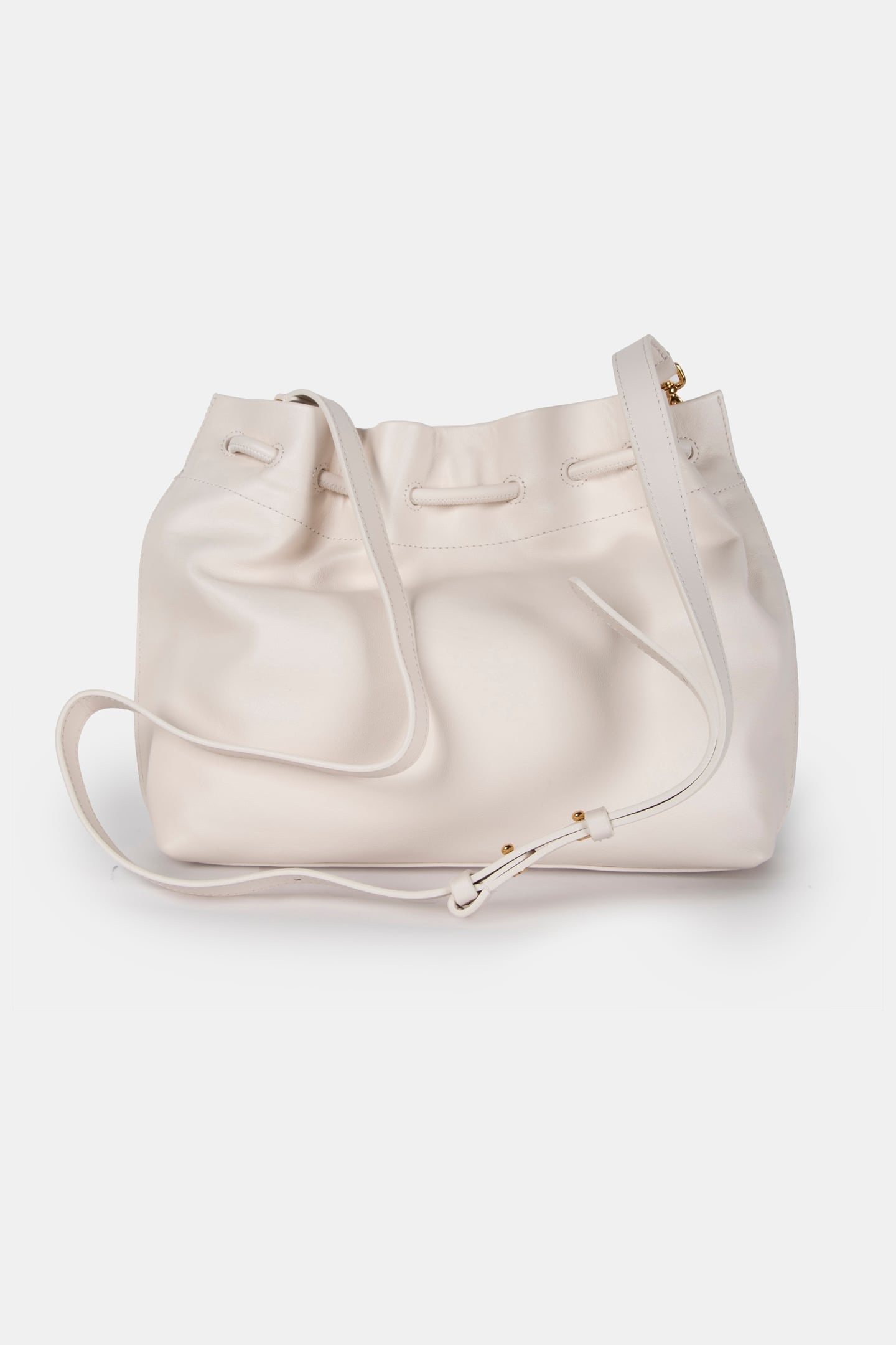 GRAINED LEATHER CROSS BODY BAG IN CREAM 4