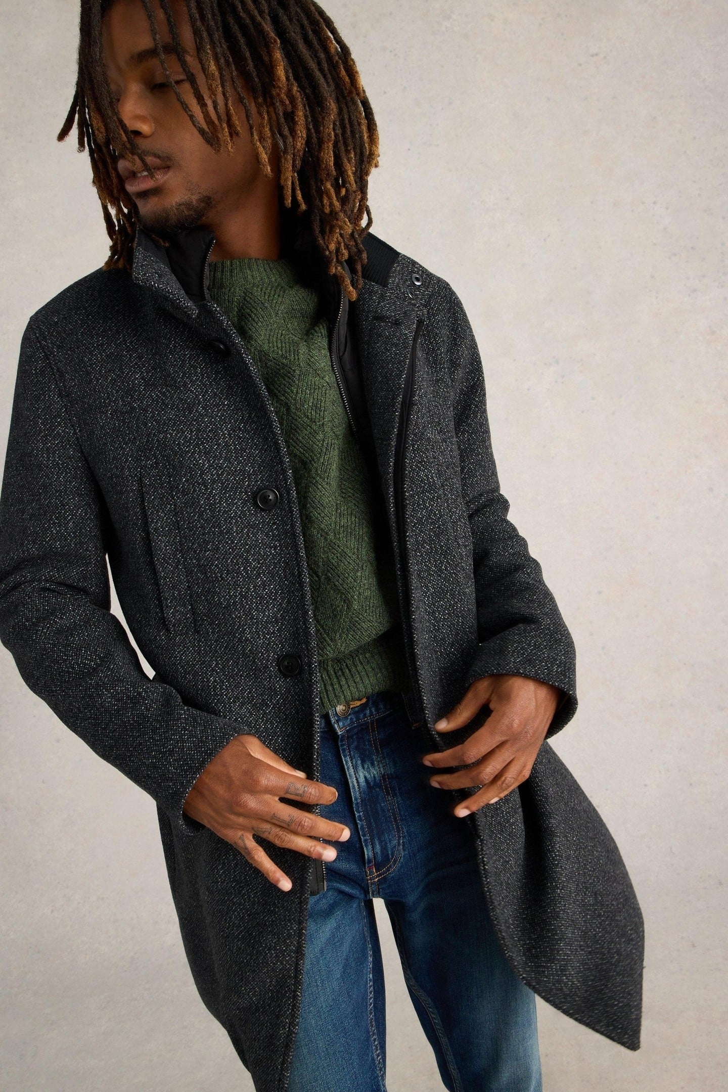 WOOL FUNNEL COAT DARK GREY 6