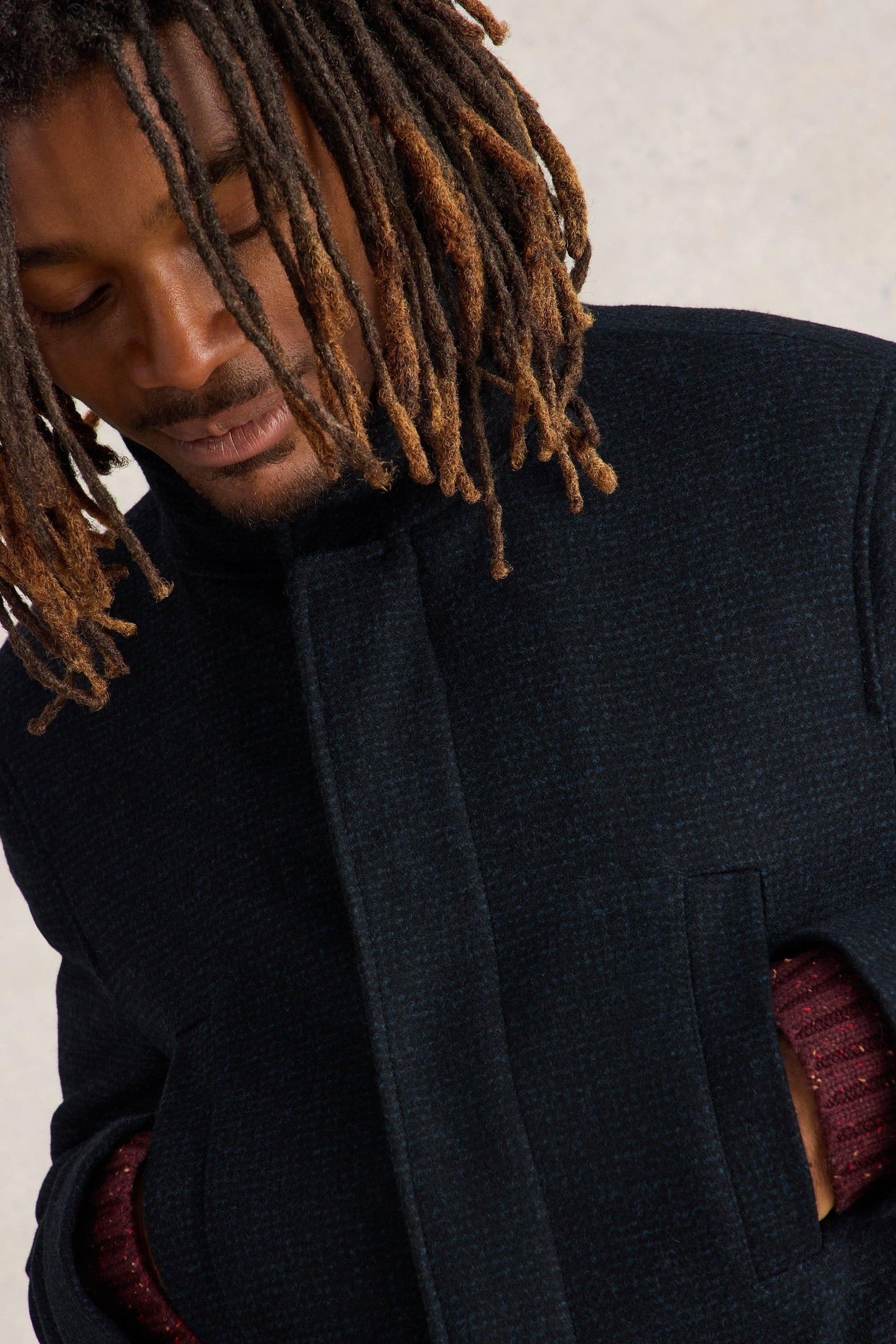 WOOL FUNNEL COAT DARK NAVY 5