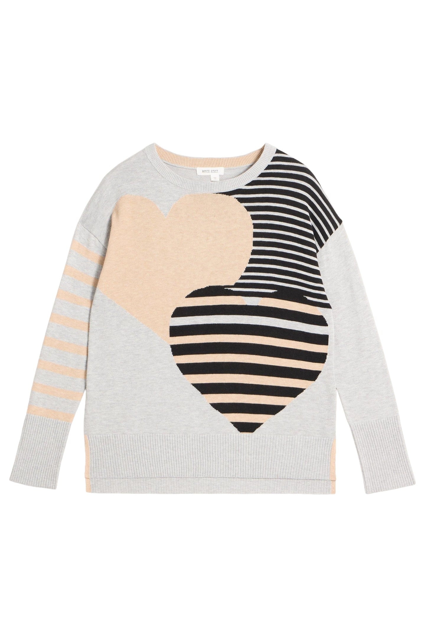 OLIVE STRIPE HEART JUMPER NATURAL MULTI 4