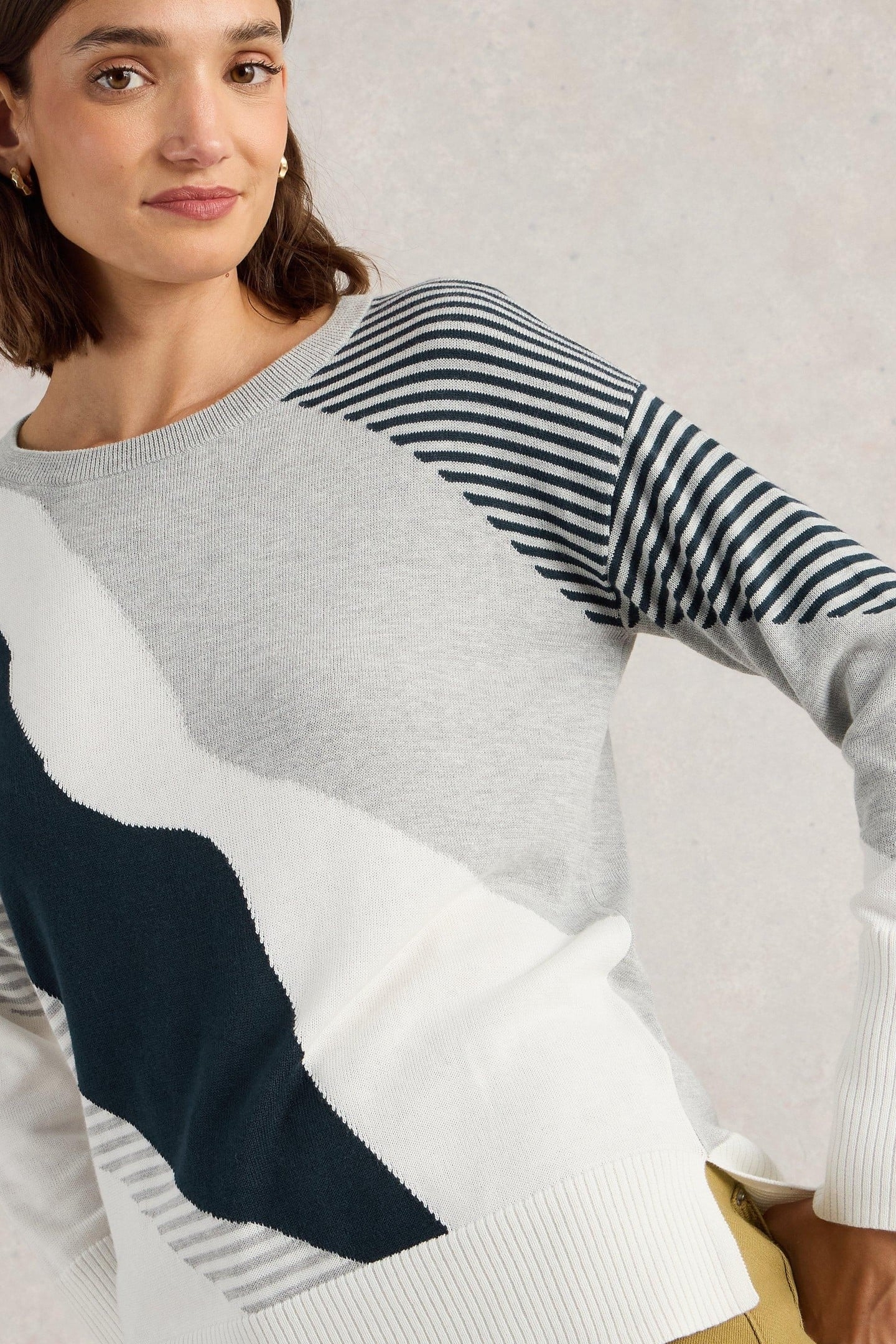 OLIVE ABSTRACT JUMPER GREY MULTI 2