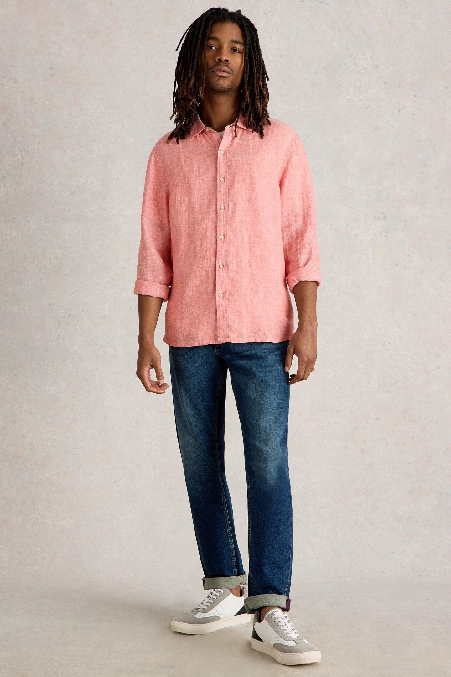 KESWICK LS LINEN SHIRT MID PINK 2