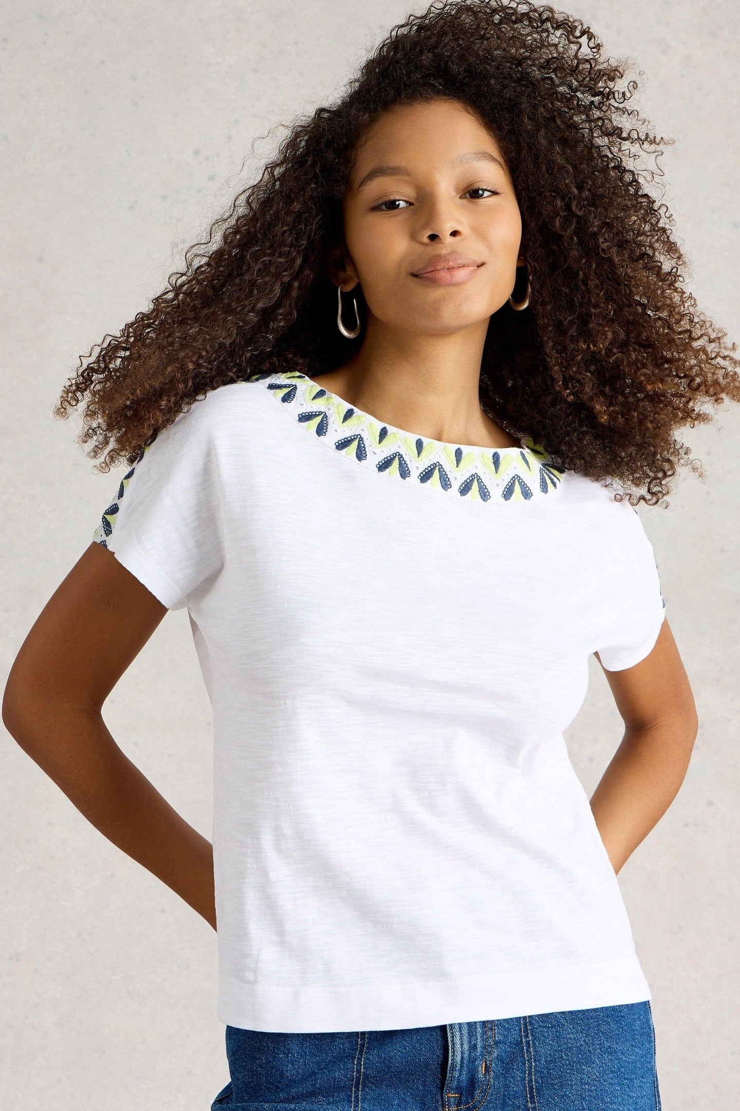 NEVA EMBROIDERED TOP WHITE MULTI 1