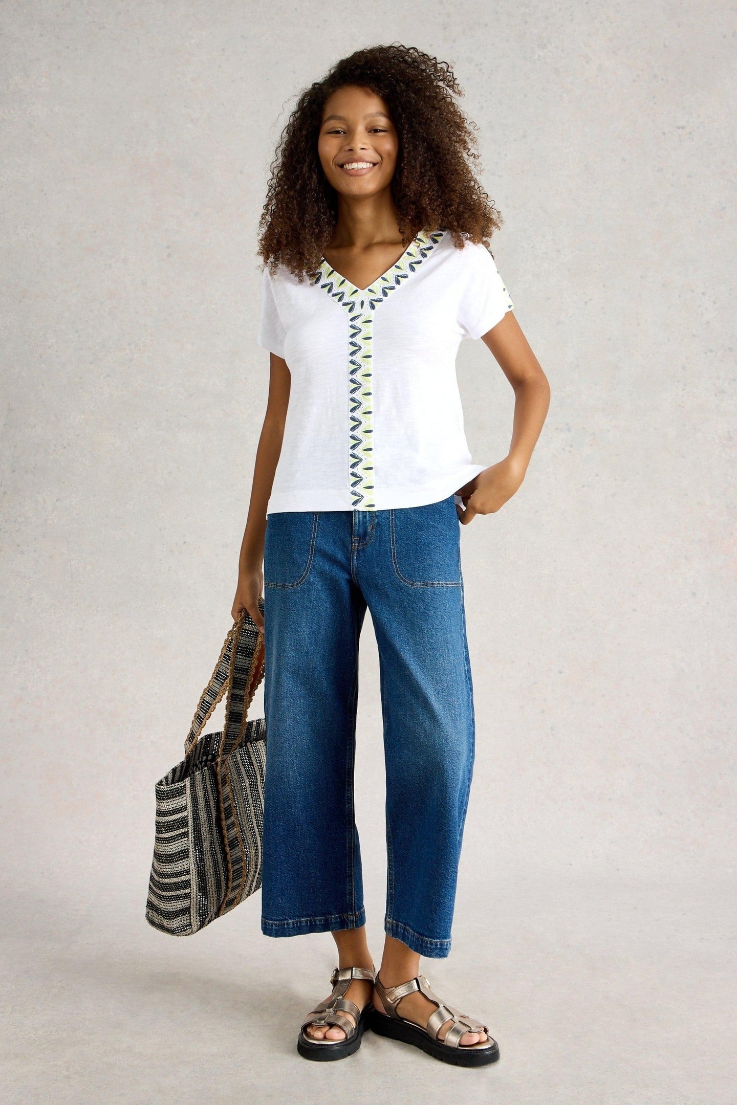 NEVA EMBROIDERED TOP WHITE MULTI 2