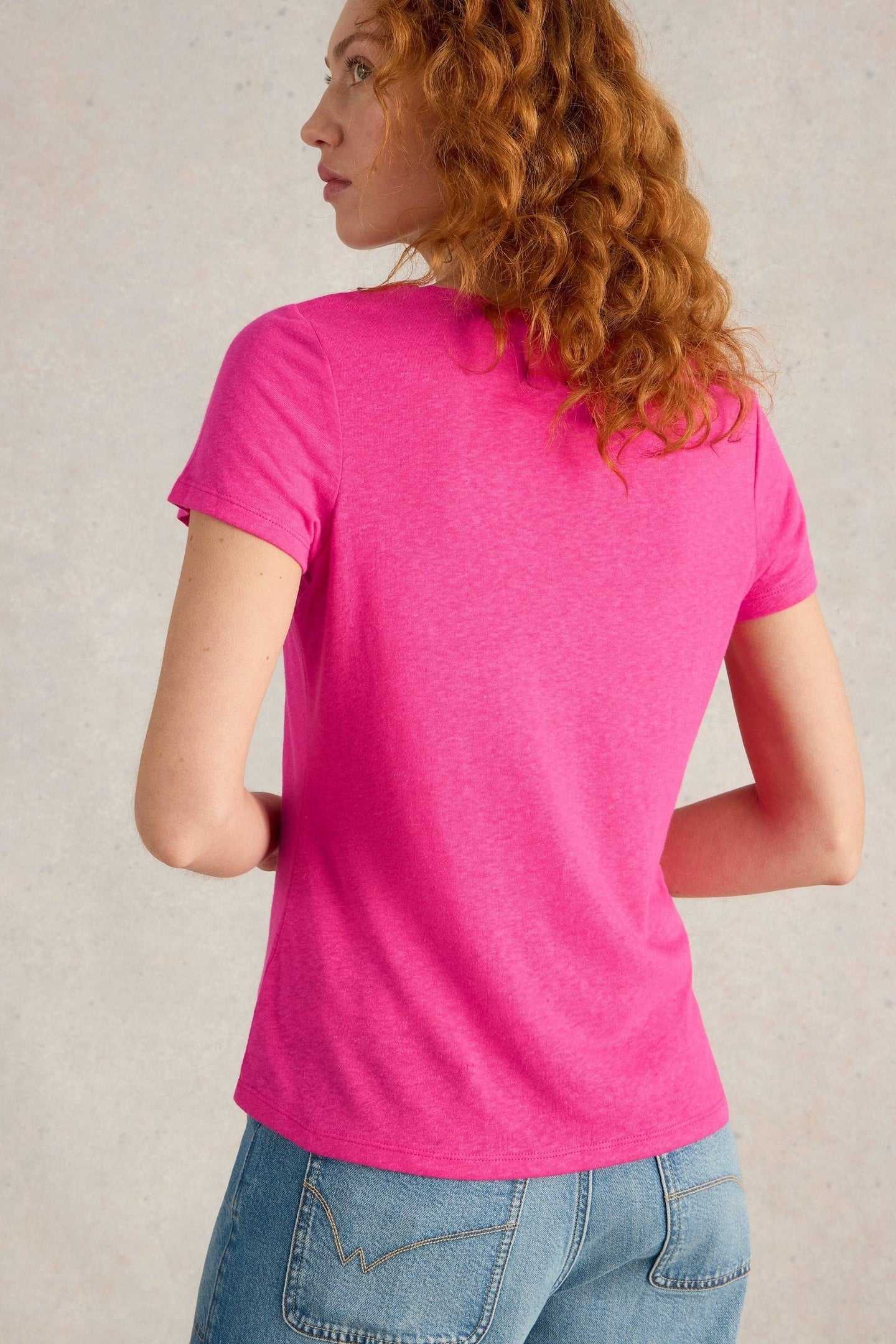 ELLIE LACE TEE BRIGHT PINK 2
