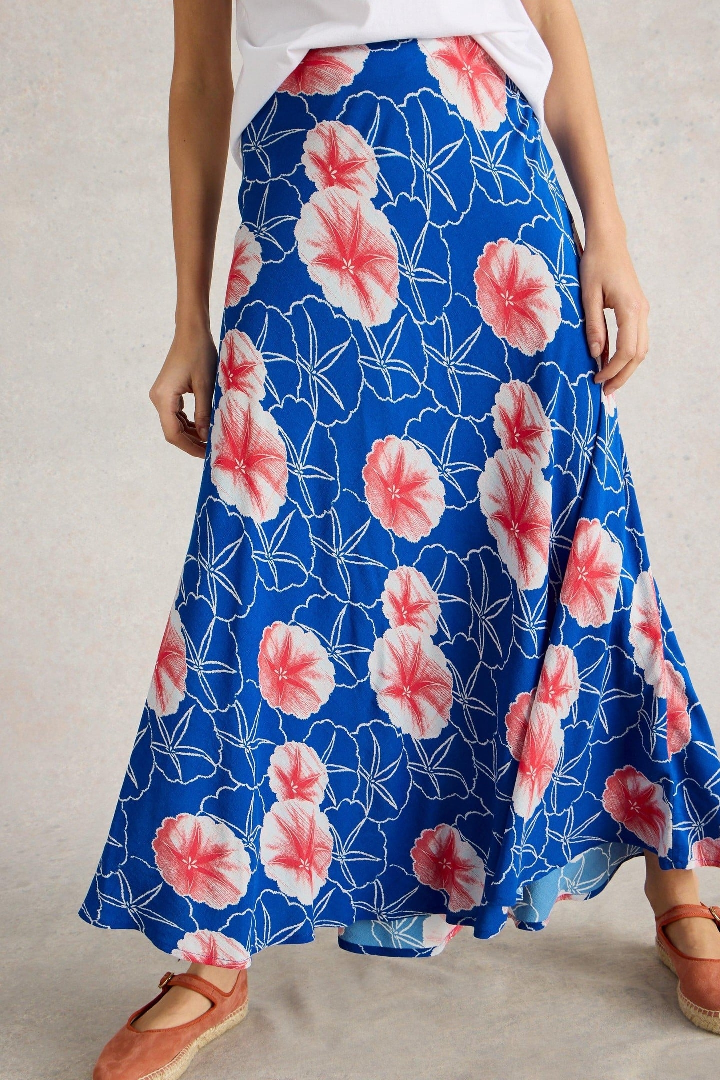 HOPE BIAS CUT MAXI SKIRT BLUE PRINT 1