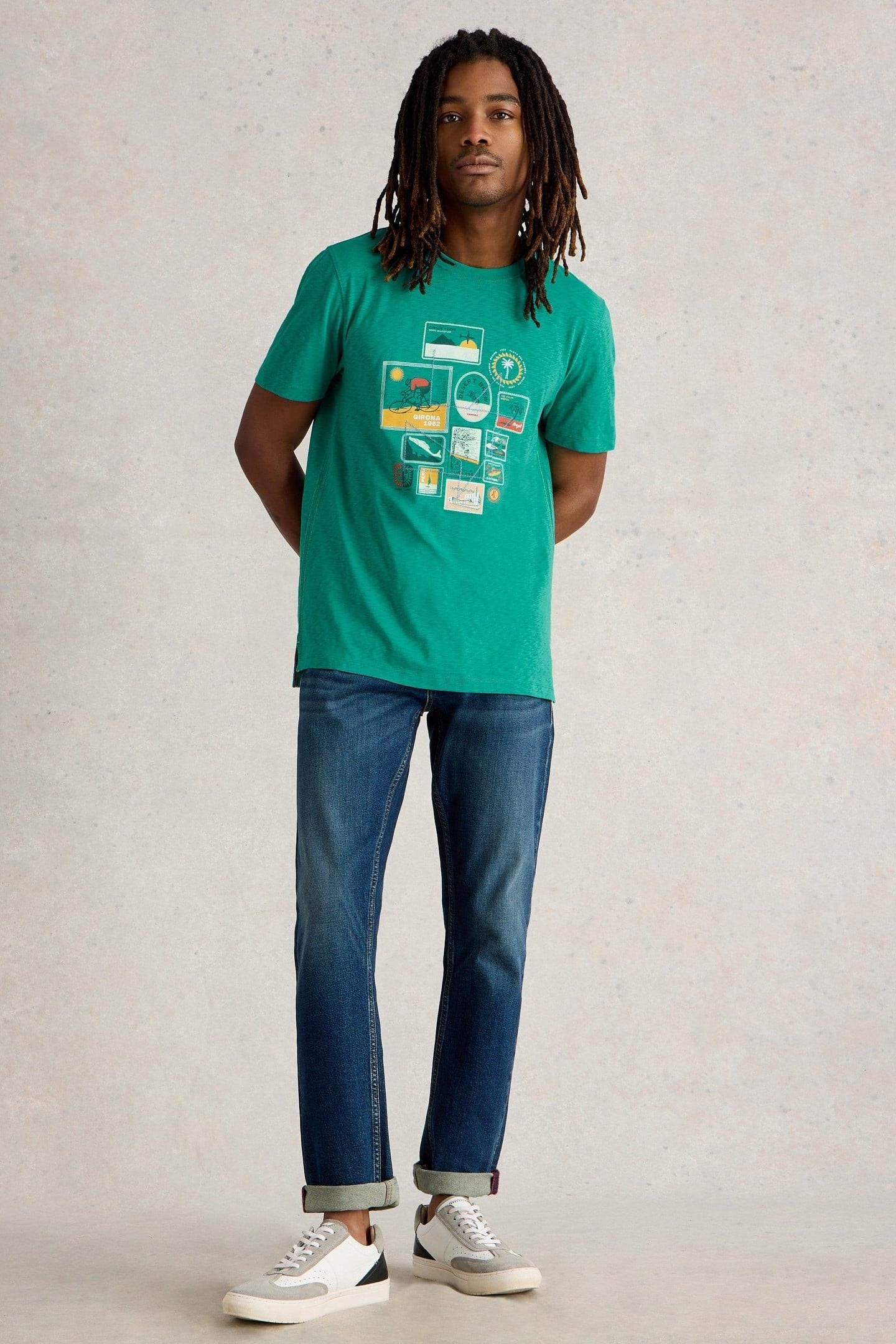 TRAVEL GRAPHIC TEE TEAL PRINT 3